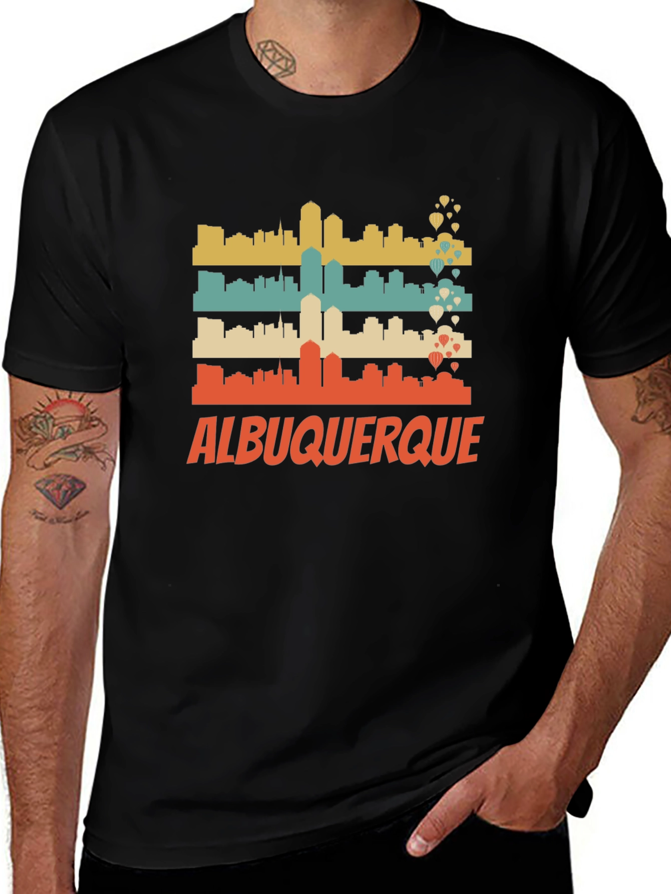 Albuquerque Skyline Graphic Tee - Retro Style
