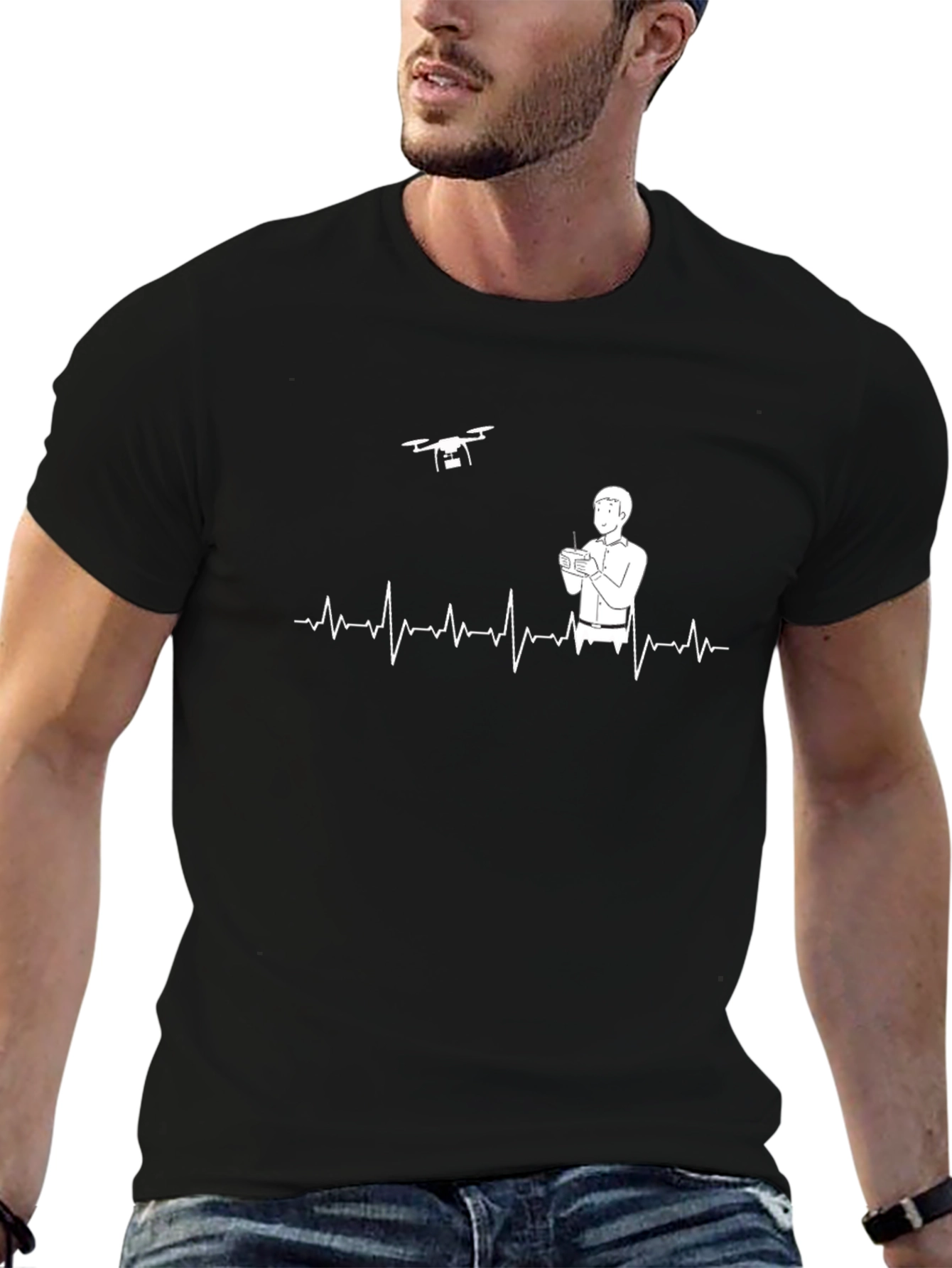 Drone Pilot ECG Heartbeat T-Shirt