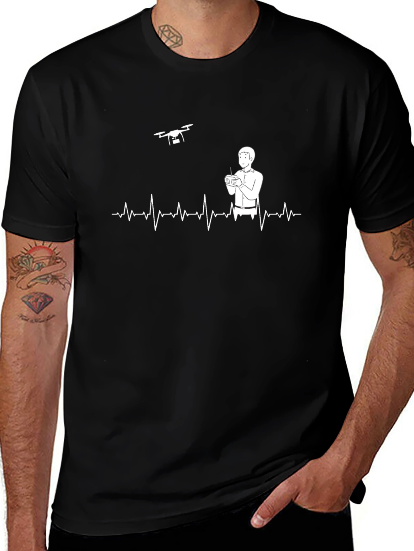 Drone Pilot ECG Heartbeat T-Shirt