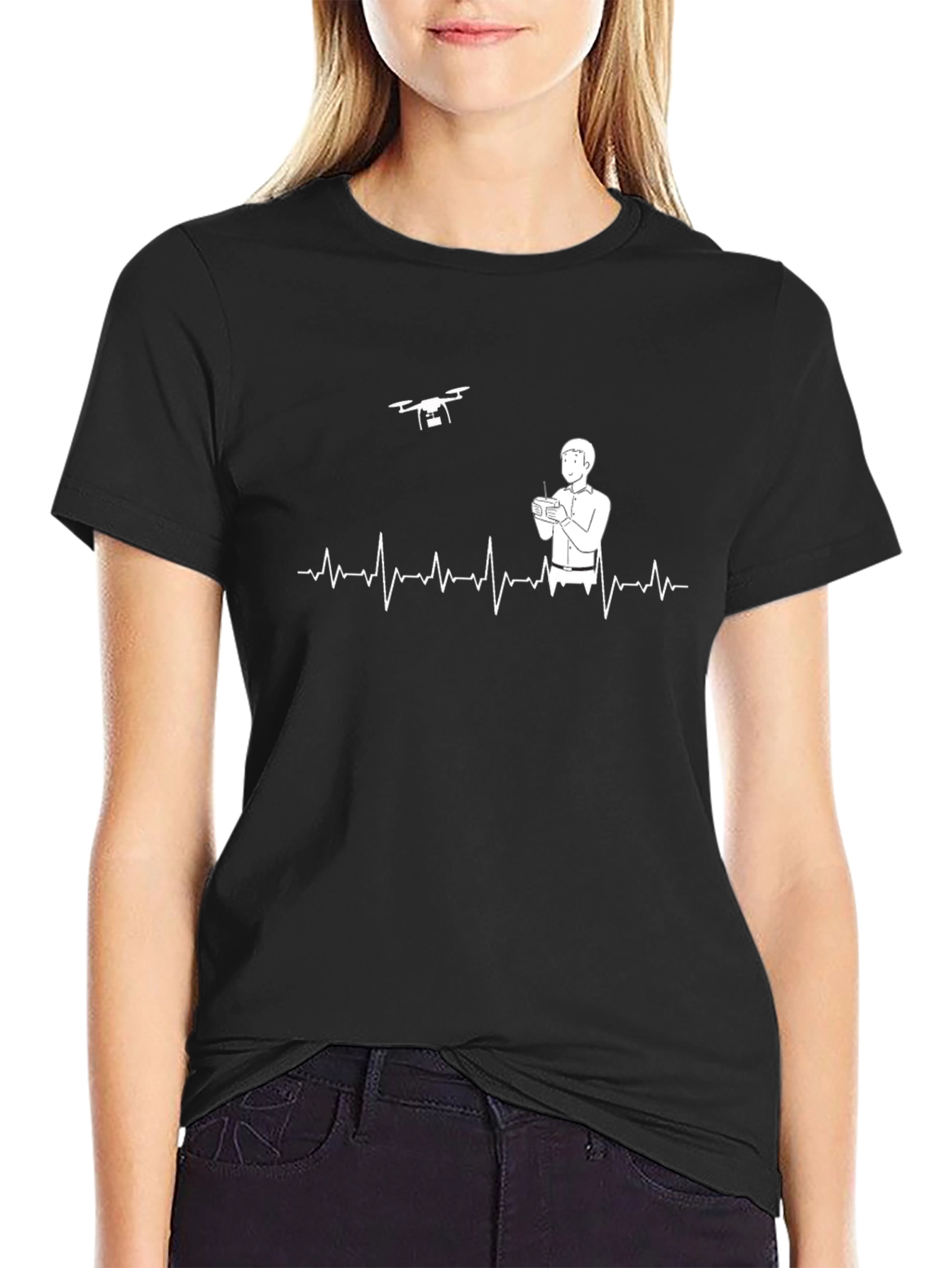 Drone Pilot ECG Heartbeat T-Shirt