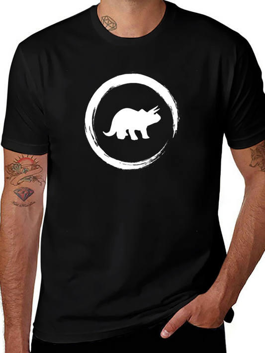 Triceratops Circle Graphic Tee - Black