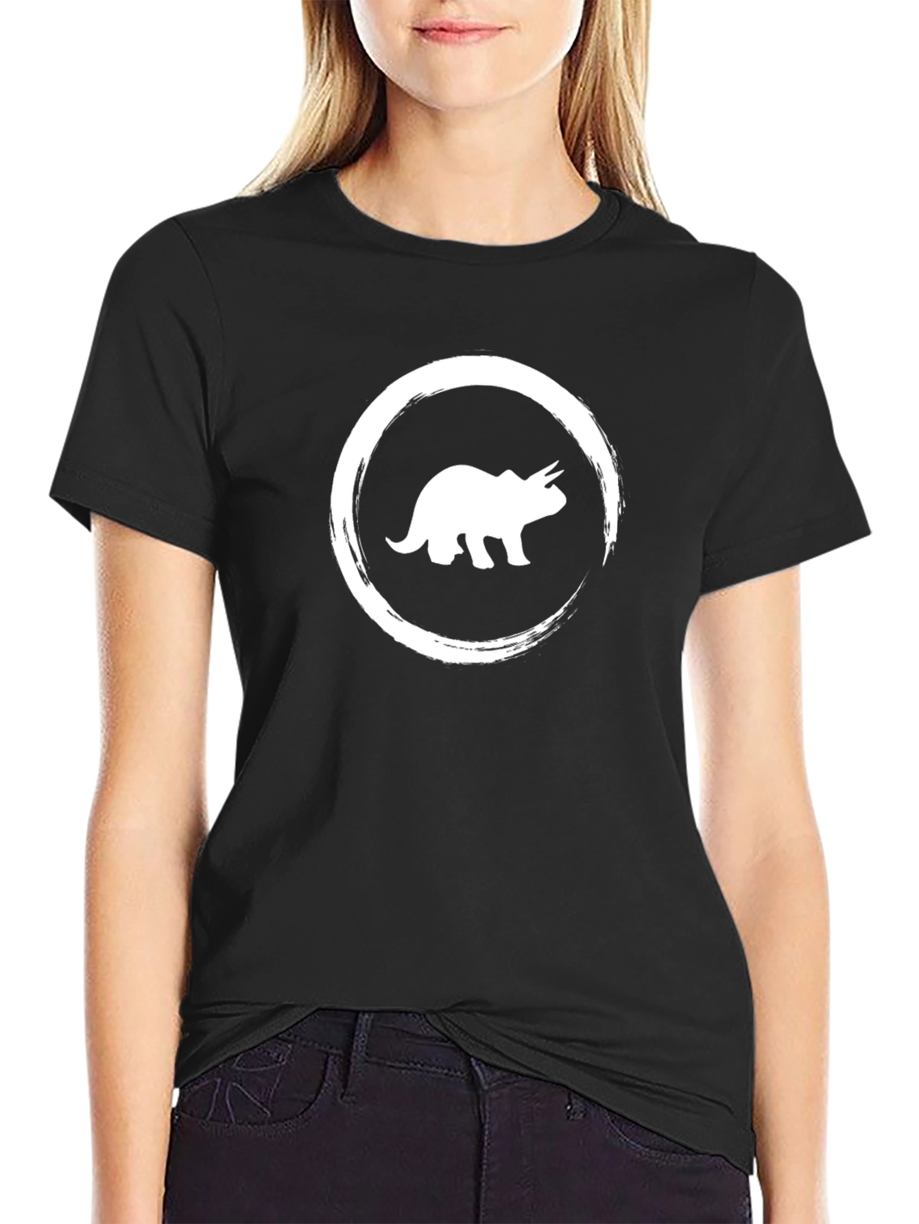 Triceratops Circle Graphic Tee - Black