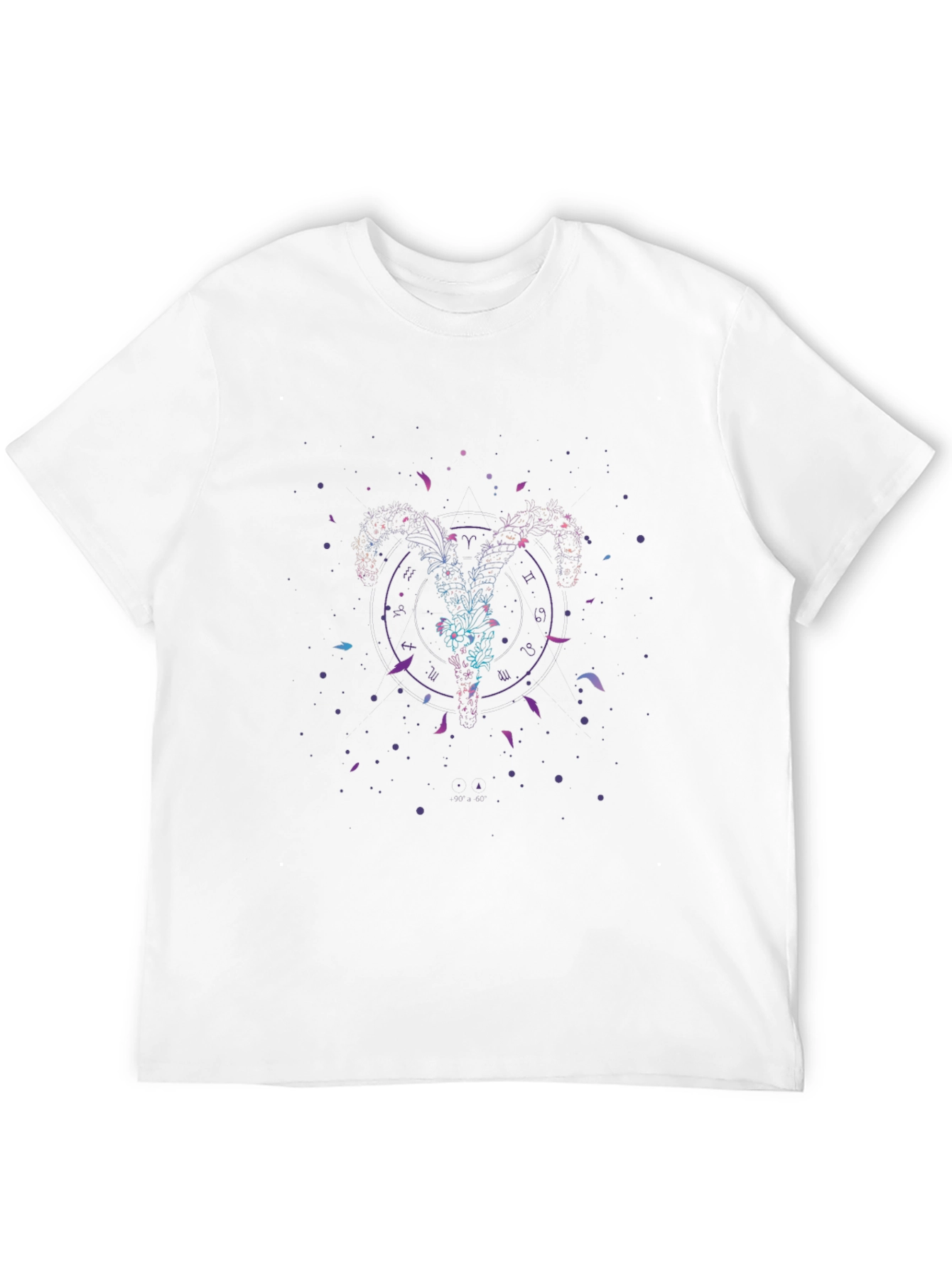 Zodiac Aries Ram Graphic Print Black T-Shirt