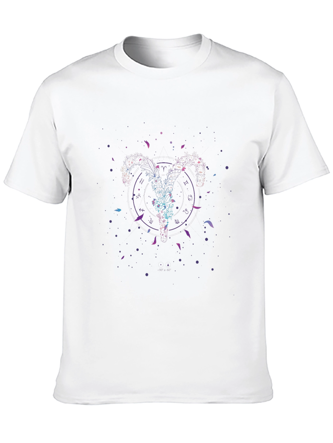 Zodiac Aries Ram Graphic Print Black T-Shirt