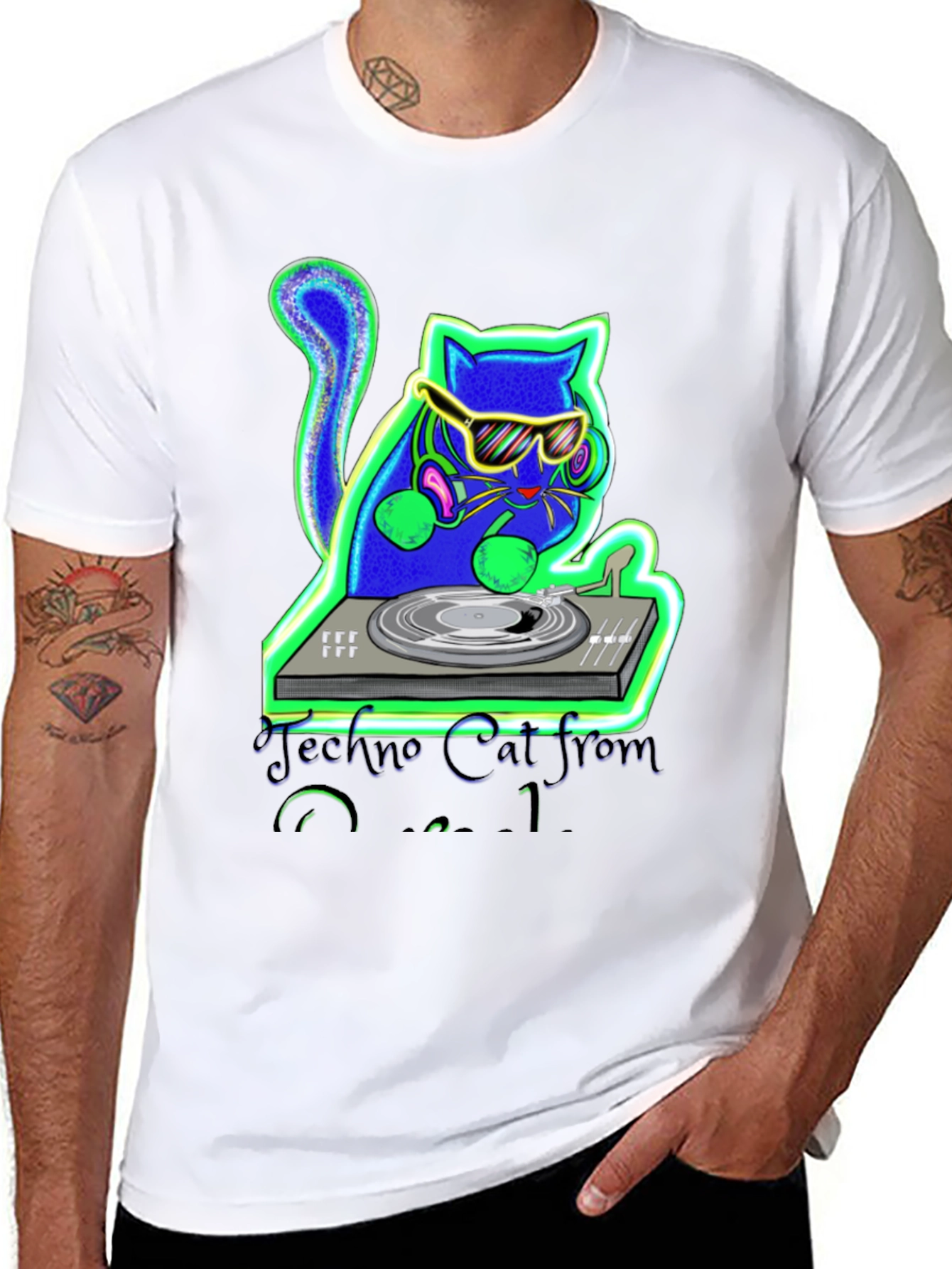 Techno Cat DJ Graphic Tee