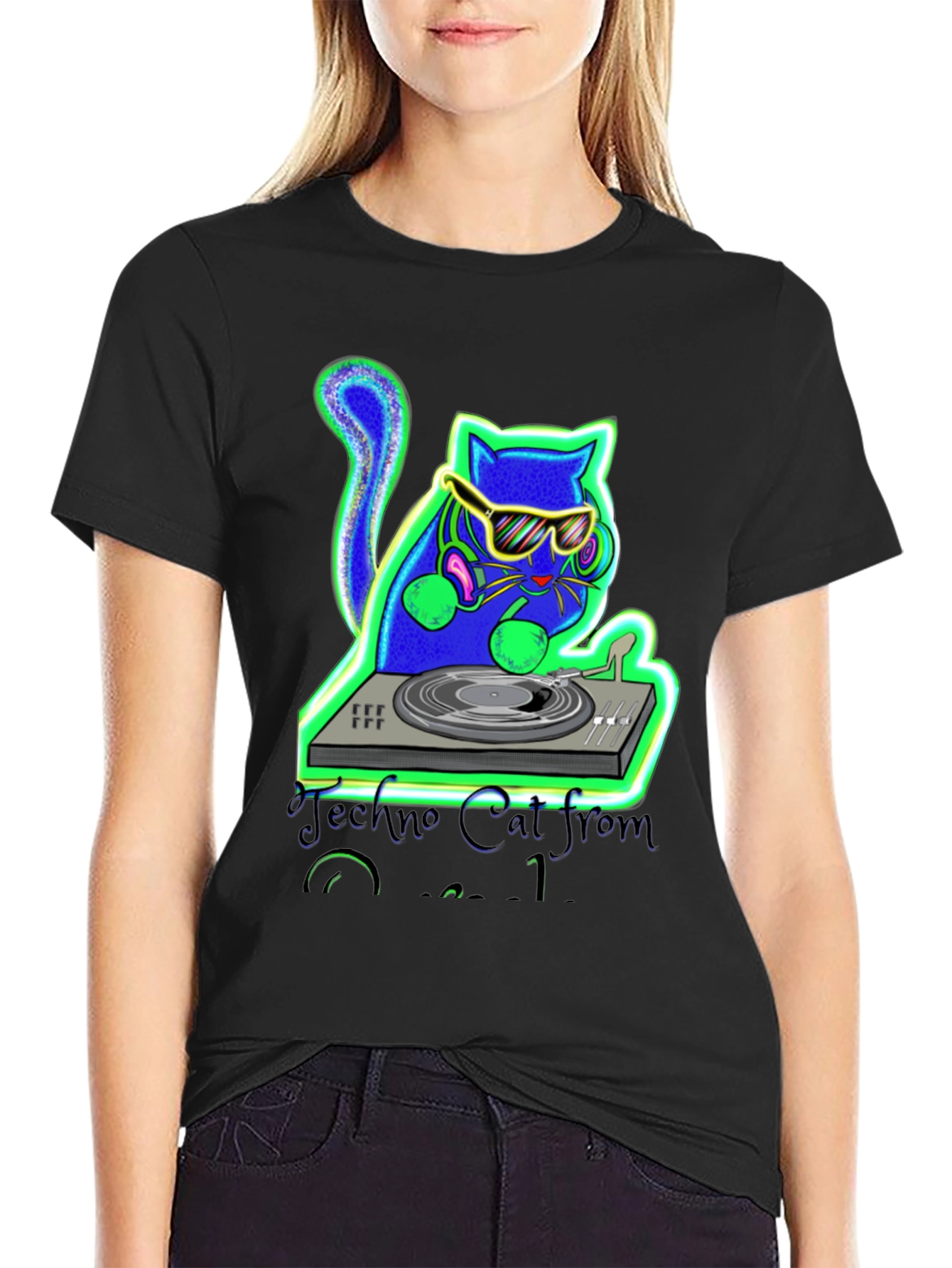 Techno Cat DJ Graphic Tee