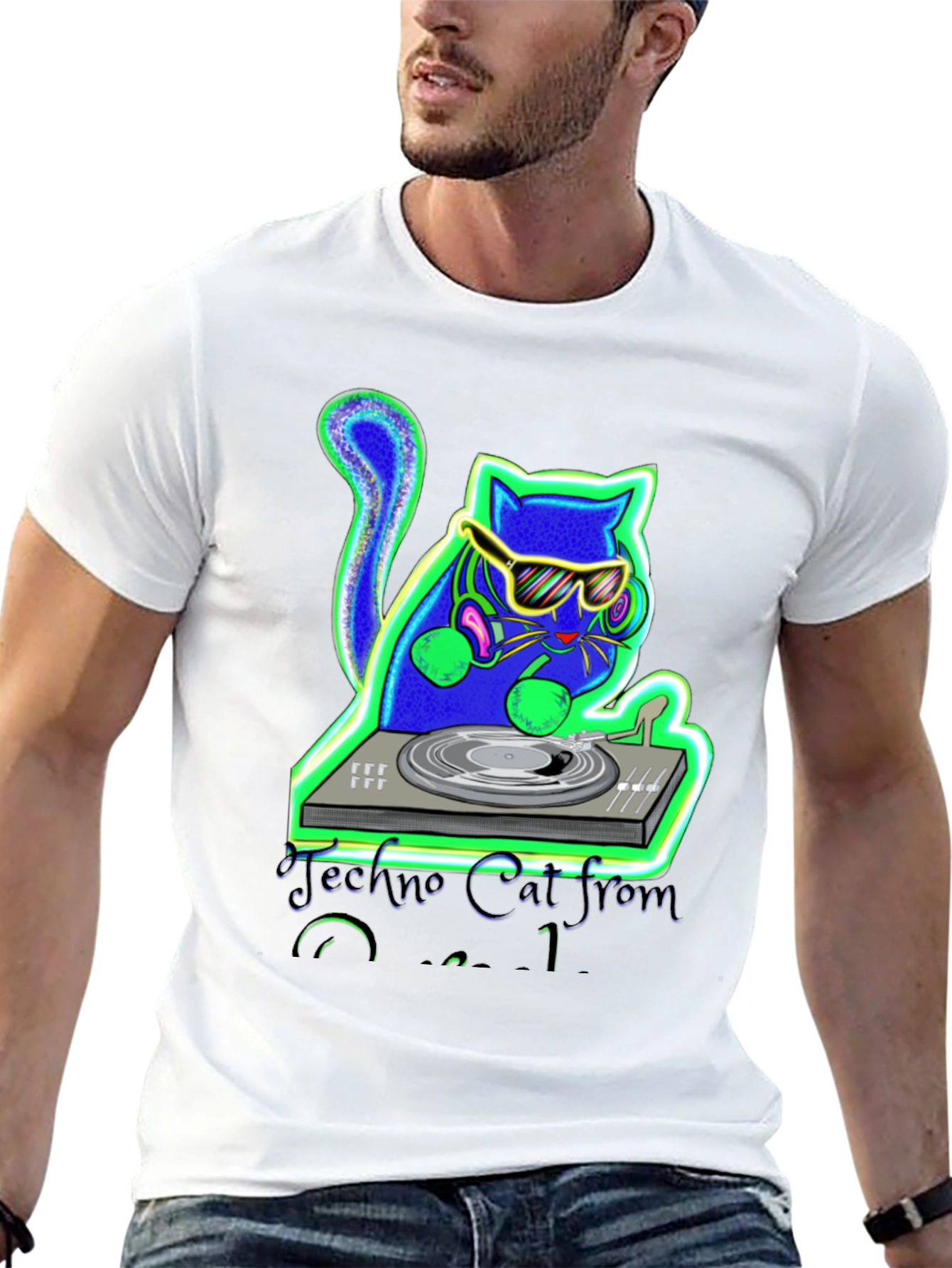 Techno Cat DJ Graphic Tee