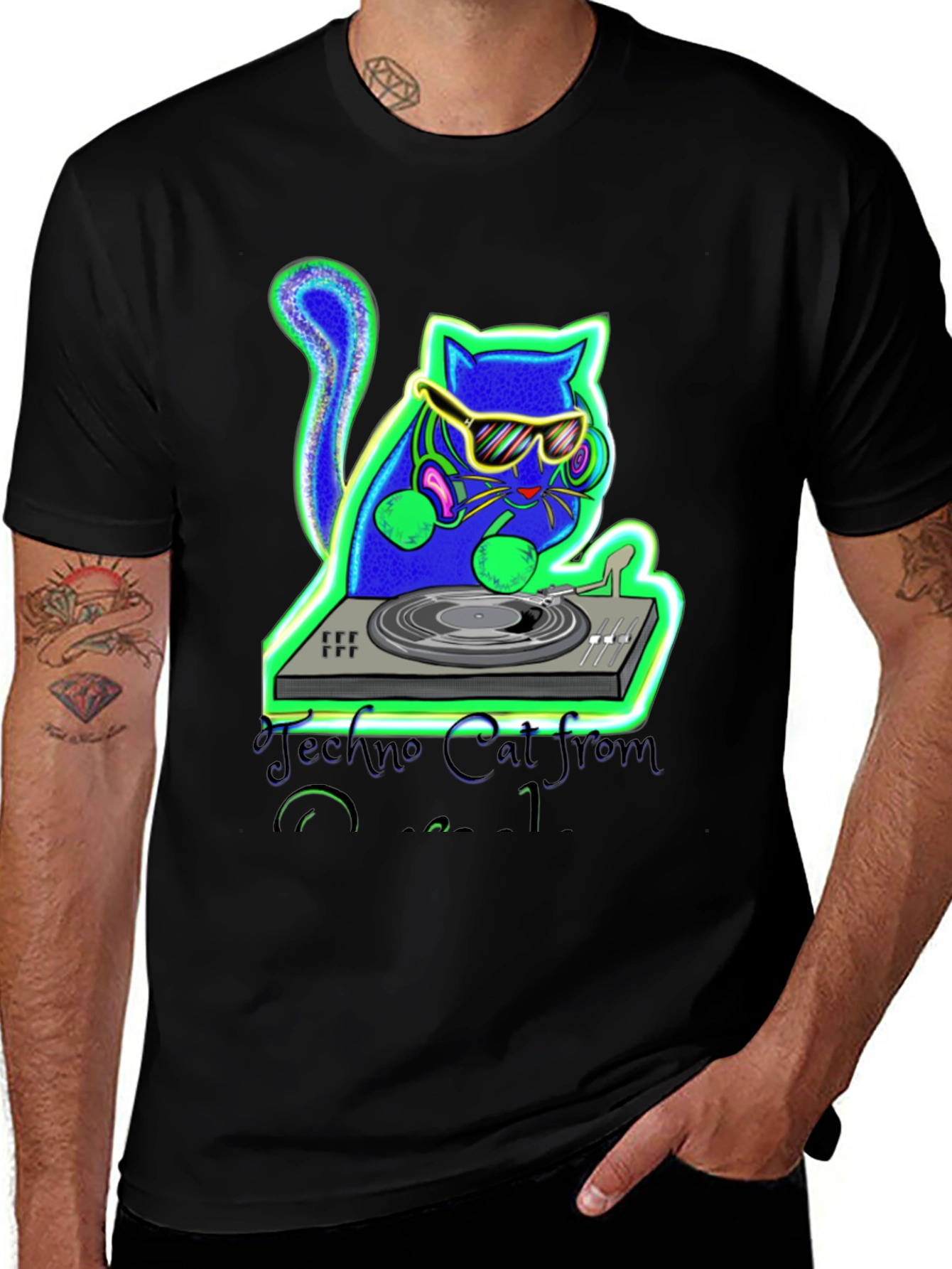 Techno Cat DJ Graphic Tee