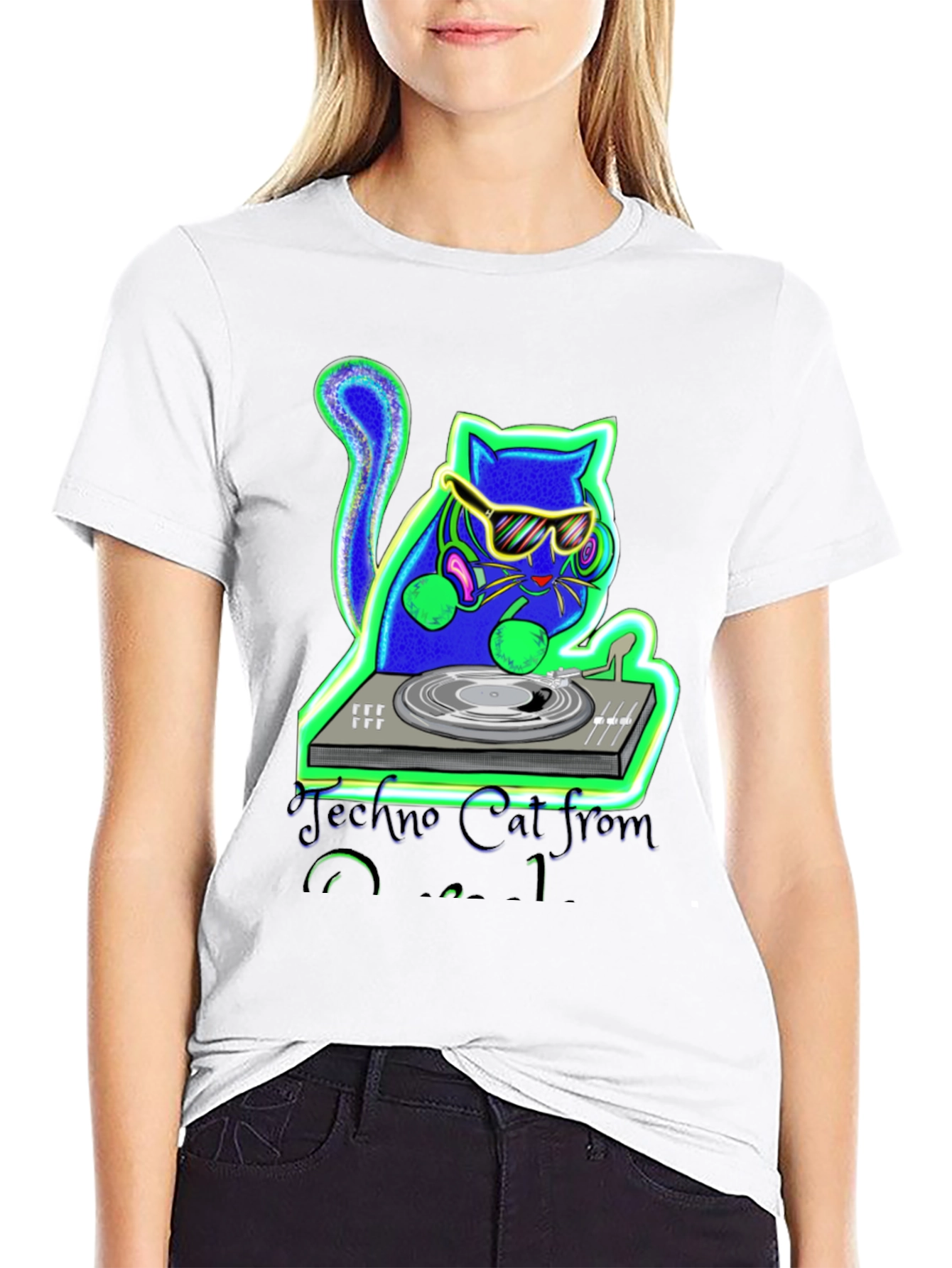 Techno Cat DJ Graphic Tee