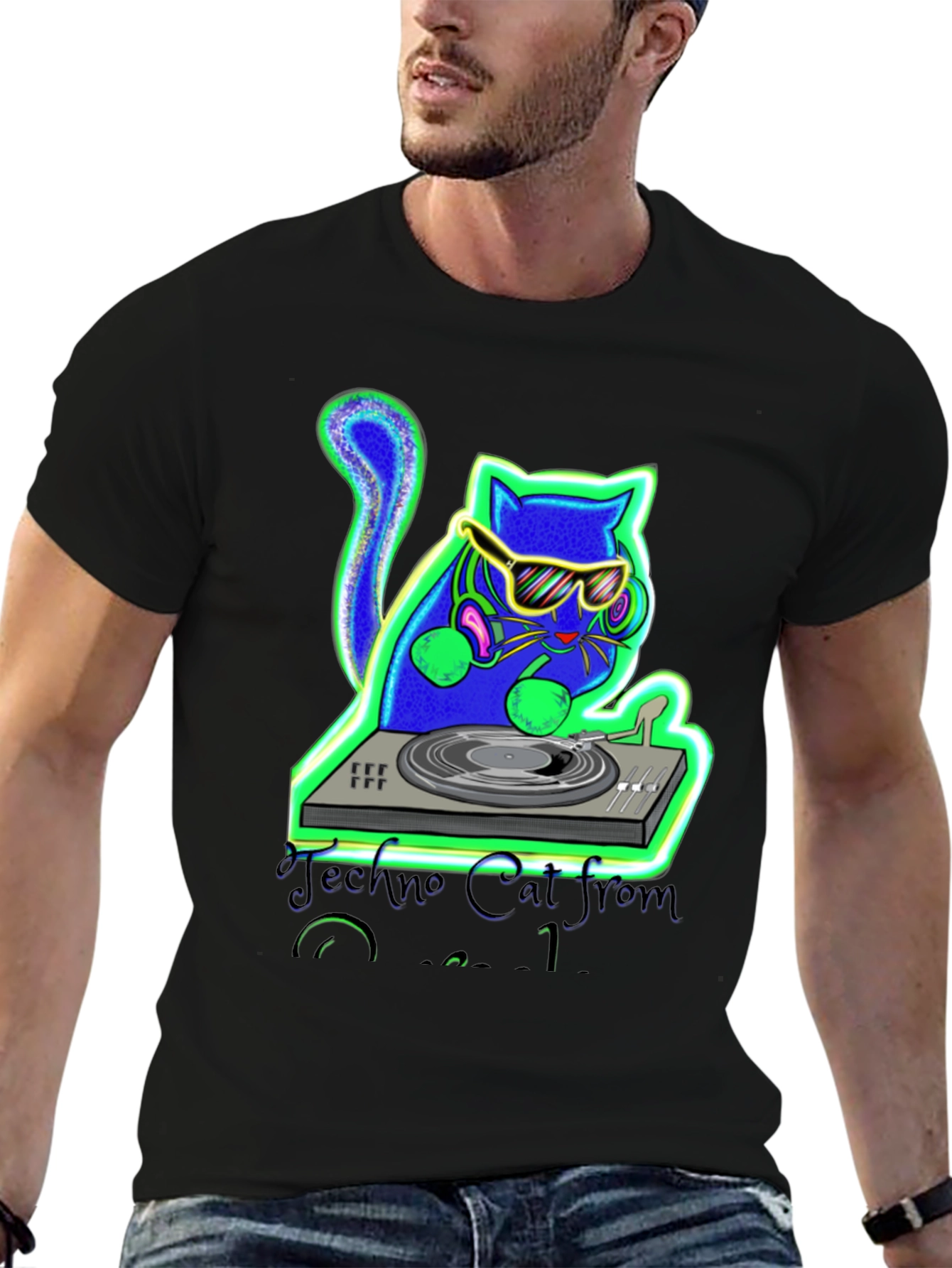 Techno Cat DJ Graphic Tee