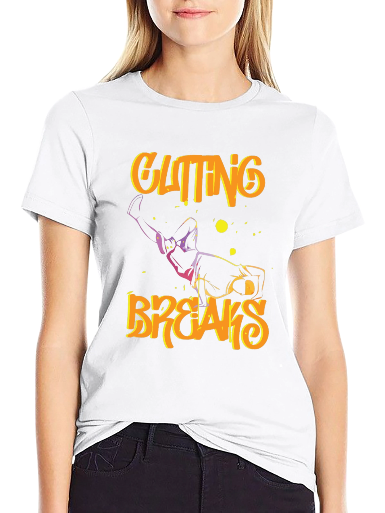 Cutting Breaks Graphic Print Black T-Shirt