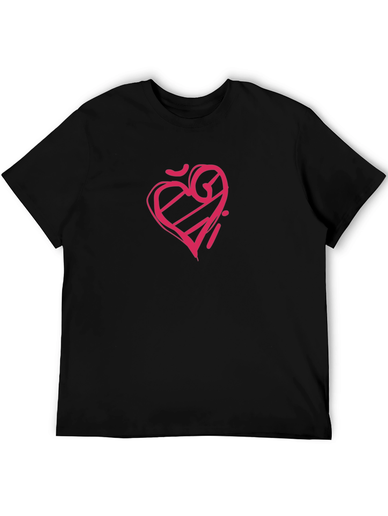 Mens Black Tee with Graphic Heart Design