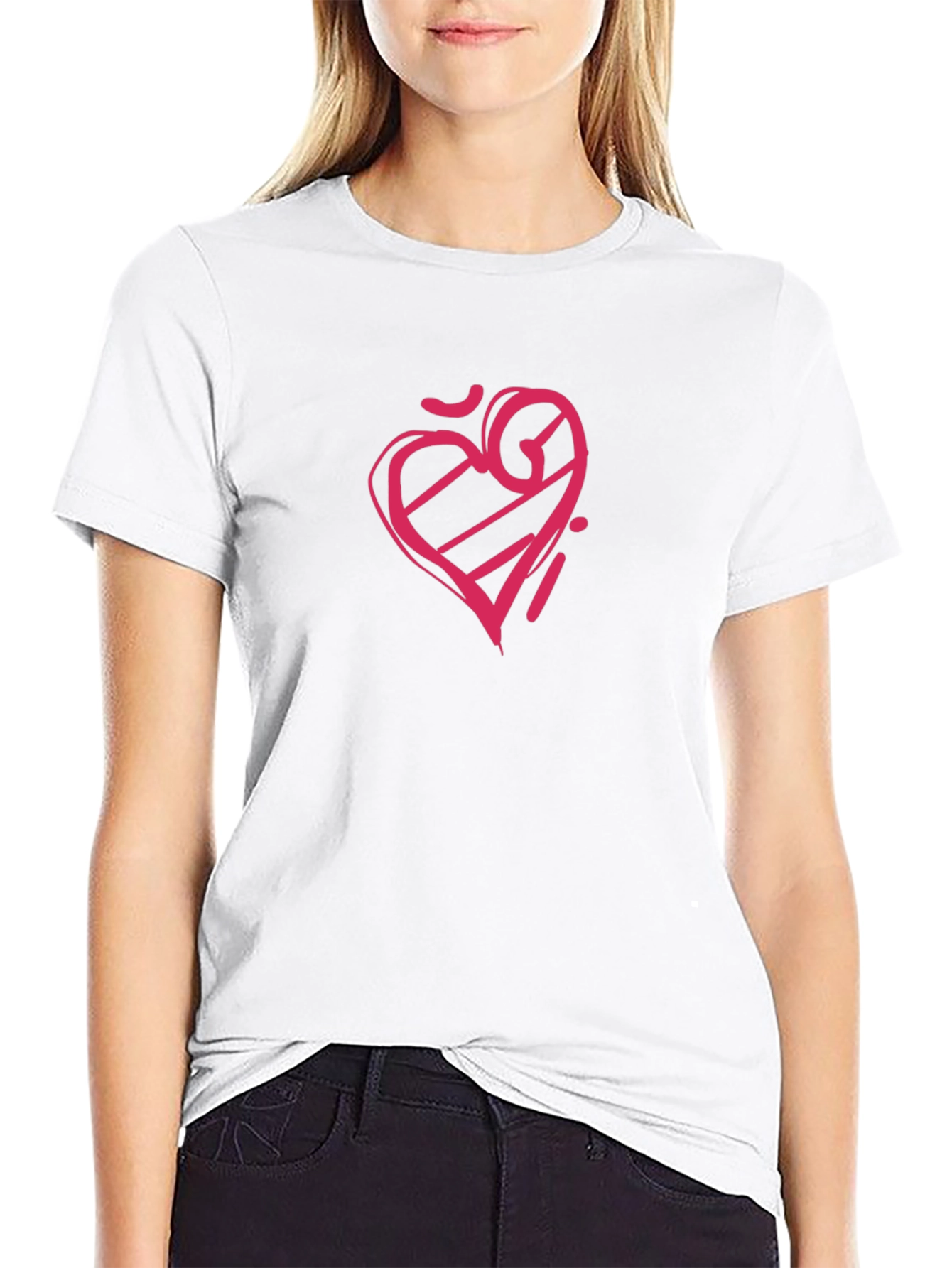Mens Black Tee with Graphic Heart Design