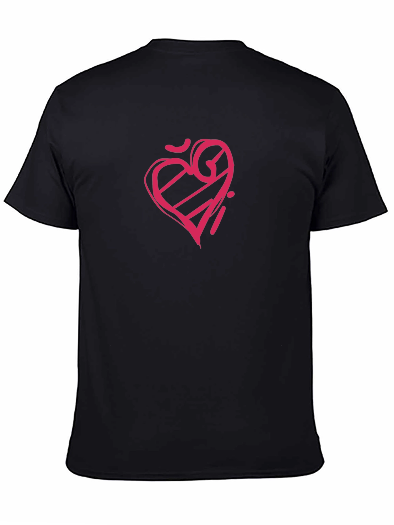 Mens Black Tee with Graphic Heart Design