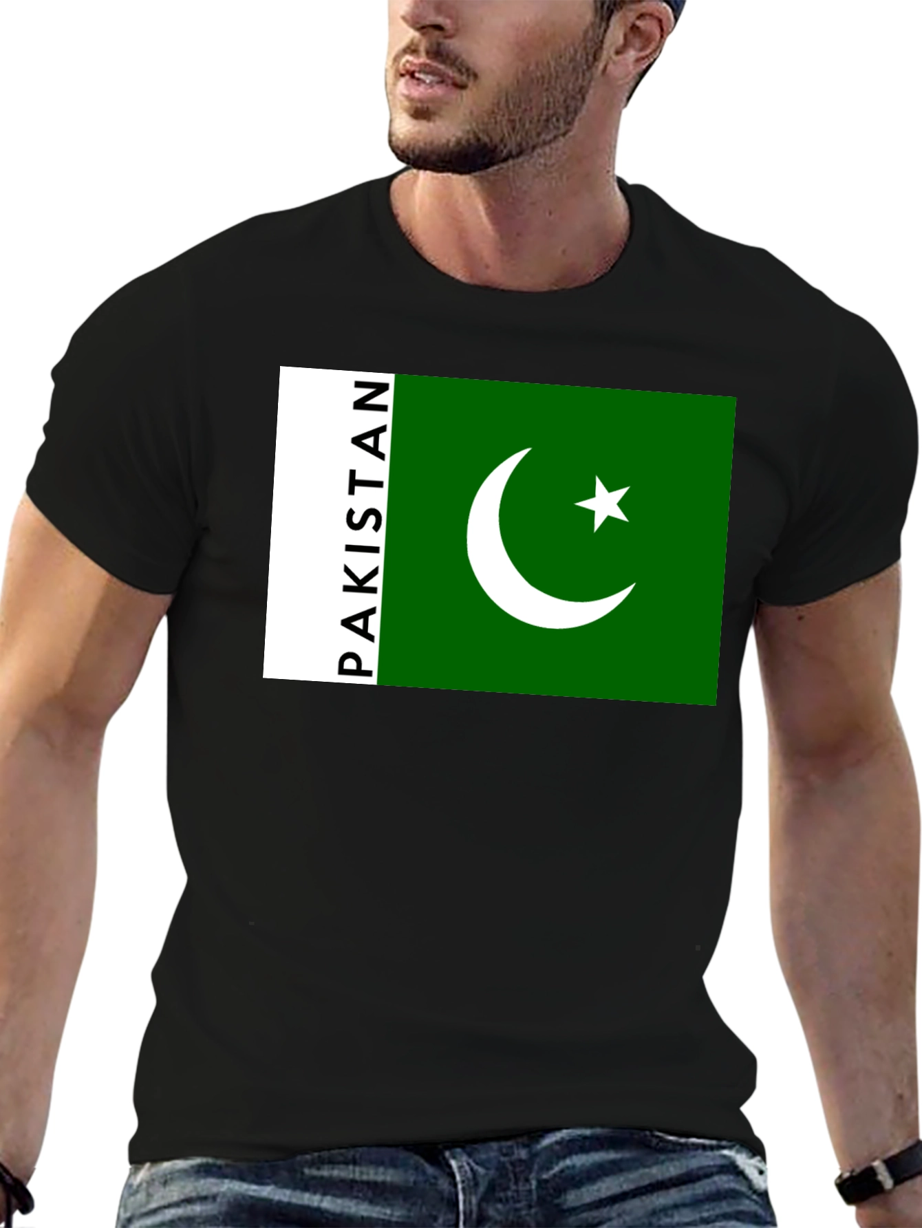 Pakistan Flag Graphic Black T-Shirt