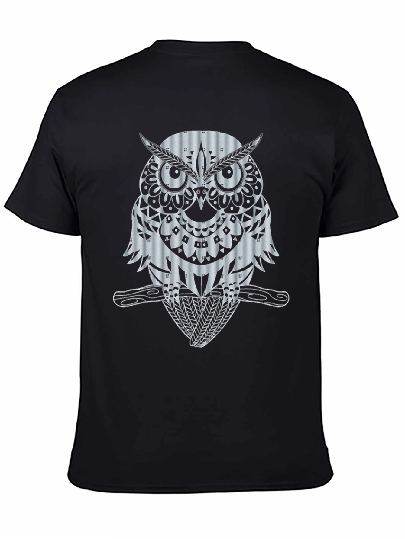 Owl Graphic Print Black T-Shirt
