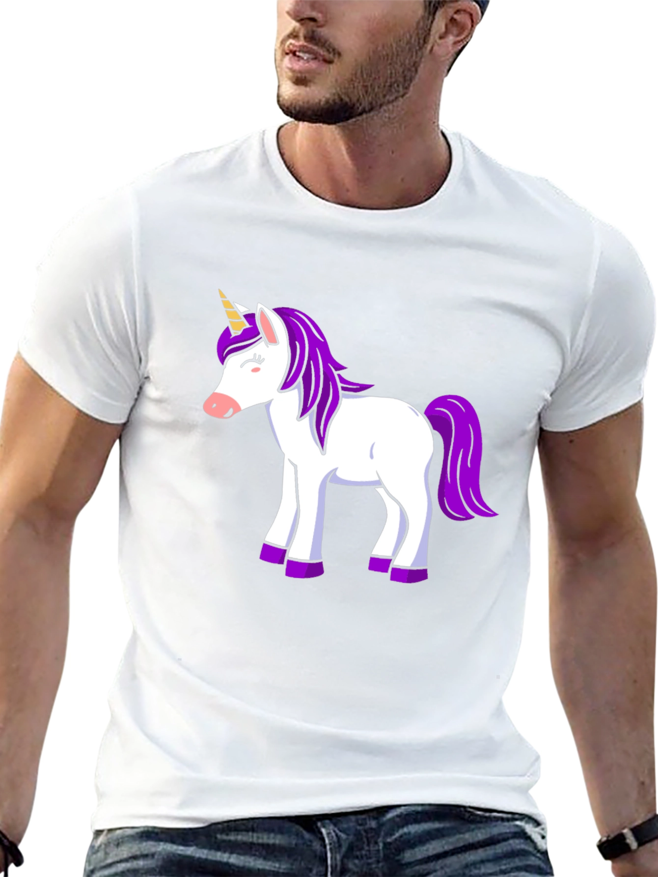 Unicorn Graphic Print Black T-Shirt