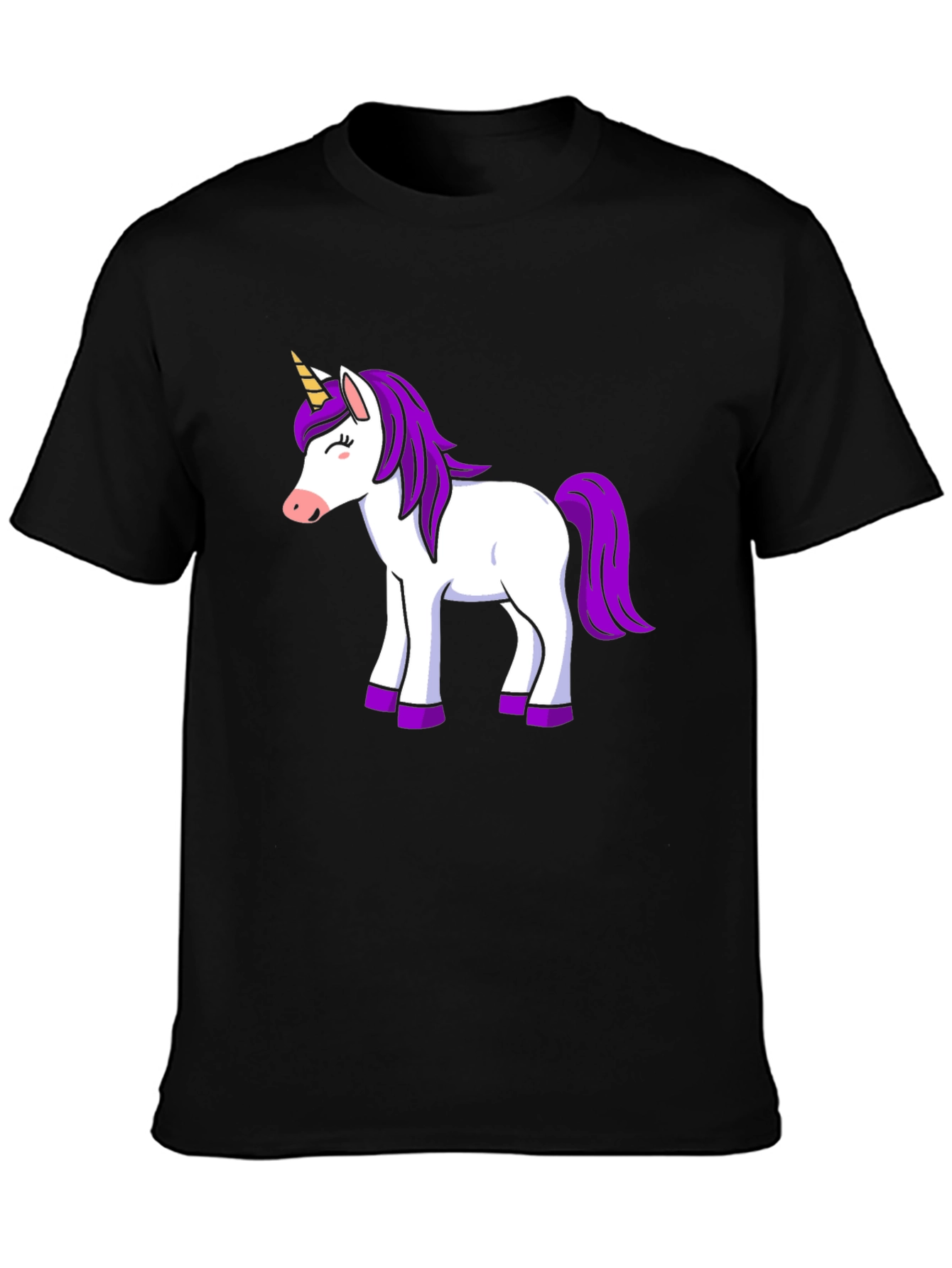 Unicorn Graphic Print Black T-Shirt