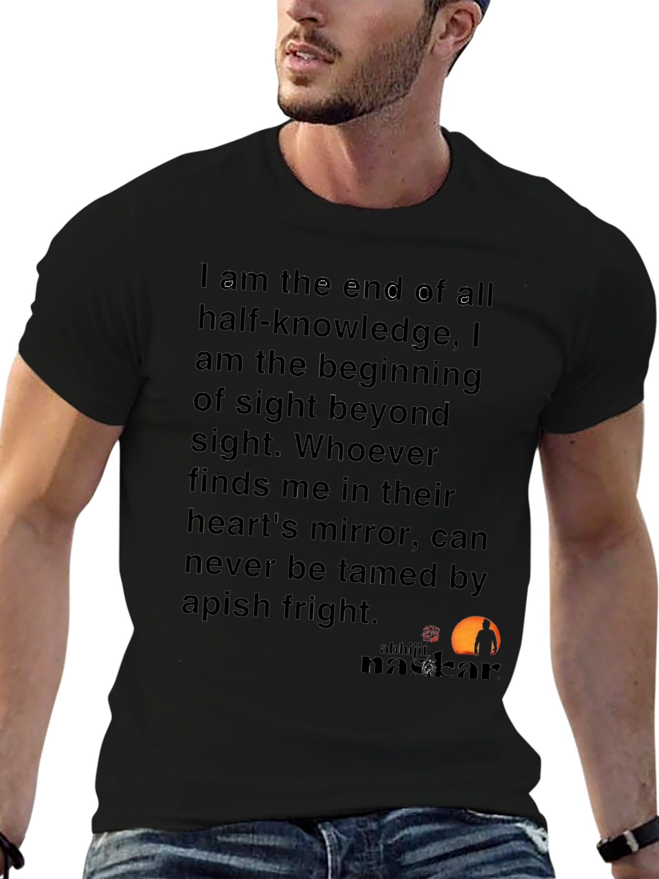 Philosophical Black T-Shirt - End of Half-Knowledge