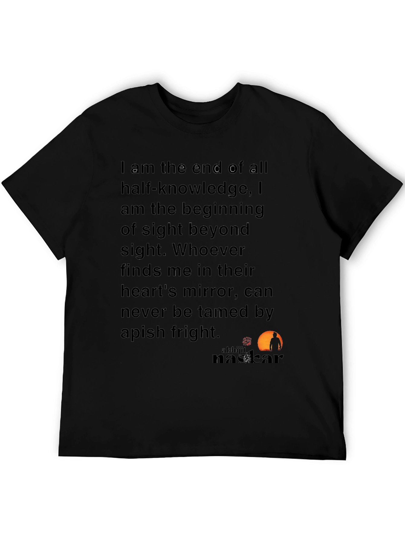 Philosophical Black T-Shirt - End of Half-Knowledge