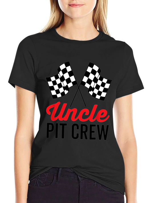 Uncle Pit Crew Racing Tee - Checkered Flag Graphic T-Shirt