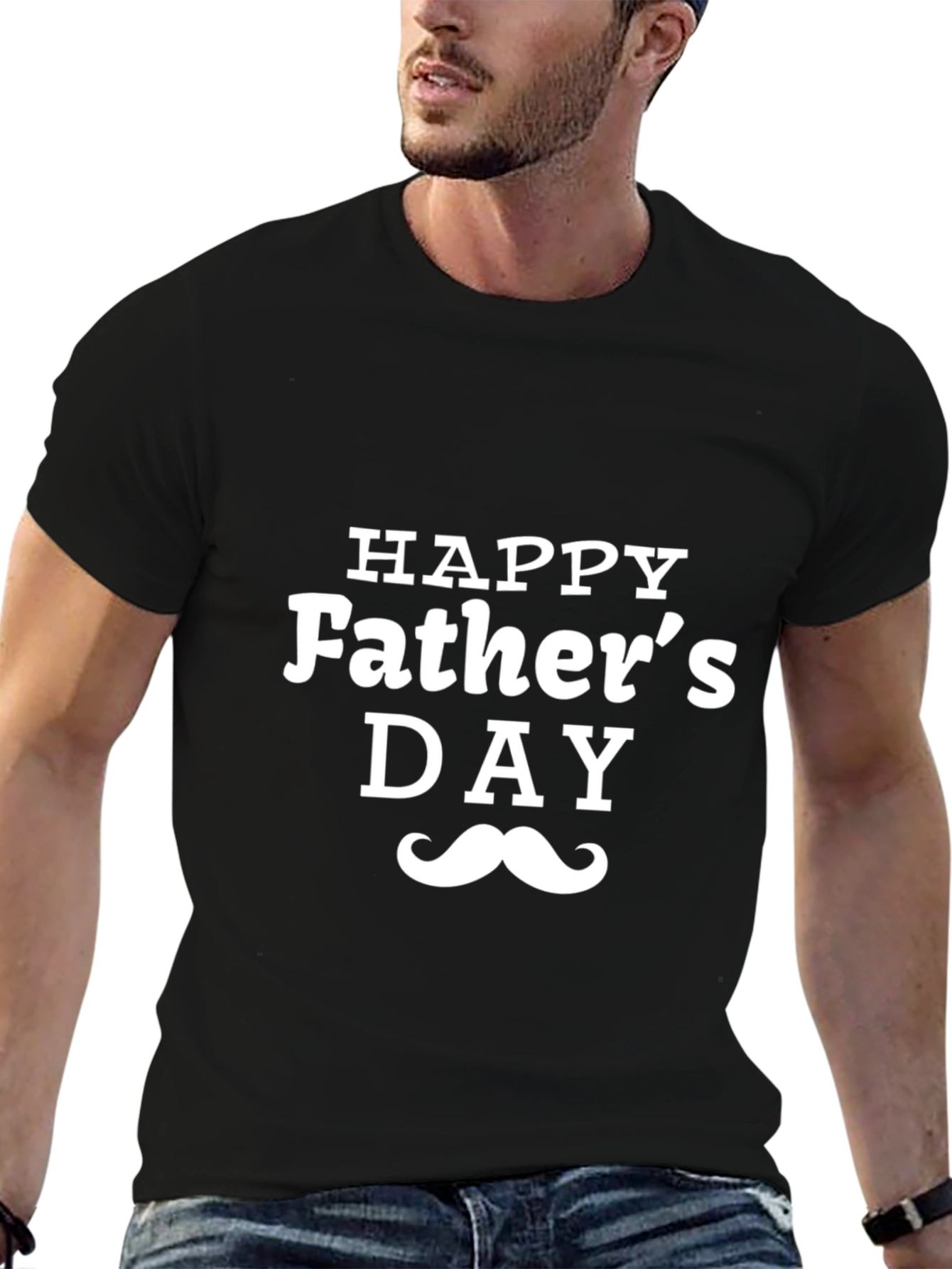 Happy Fathers Day T-Shirt - Mustache Design