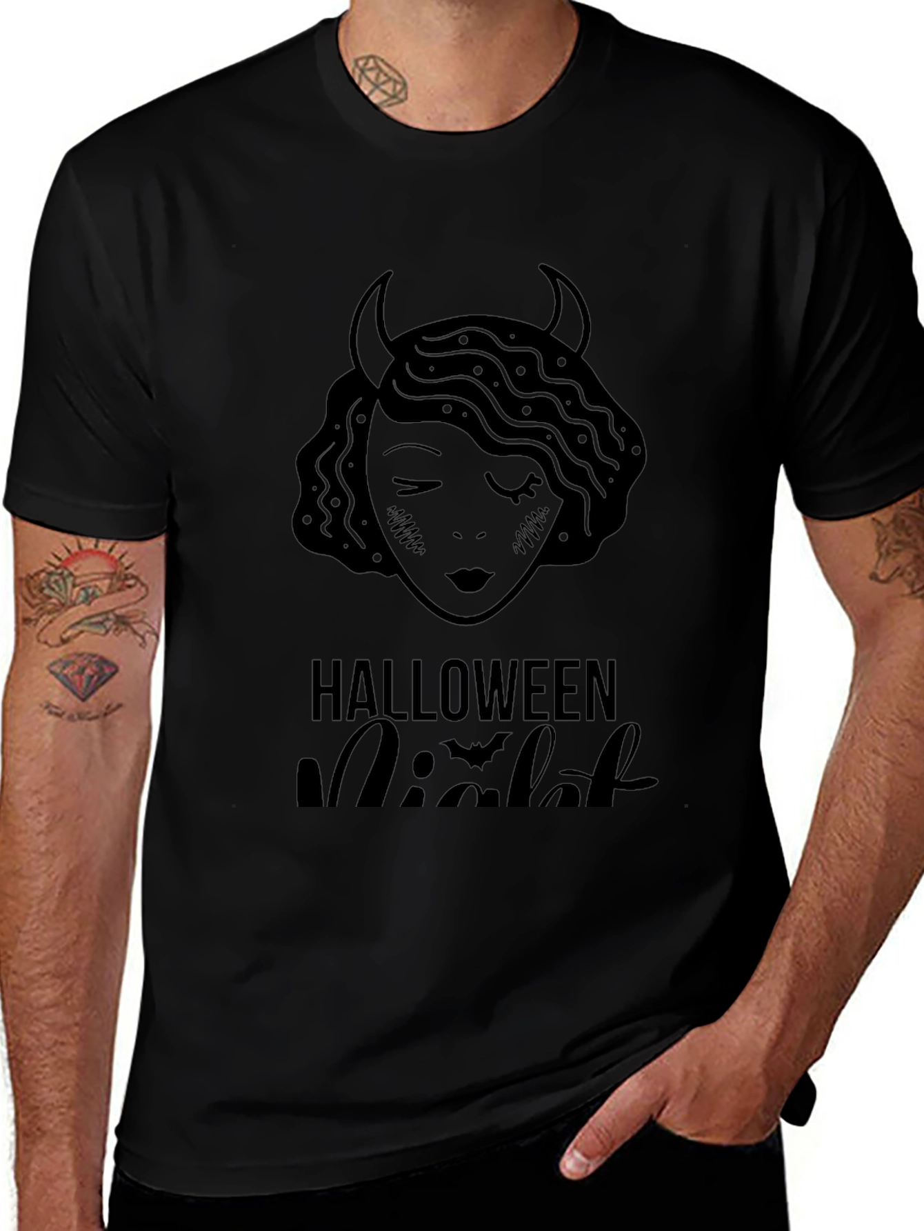 Halloween Night Devil Woman Graphic Tee