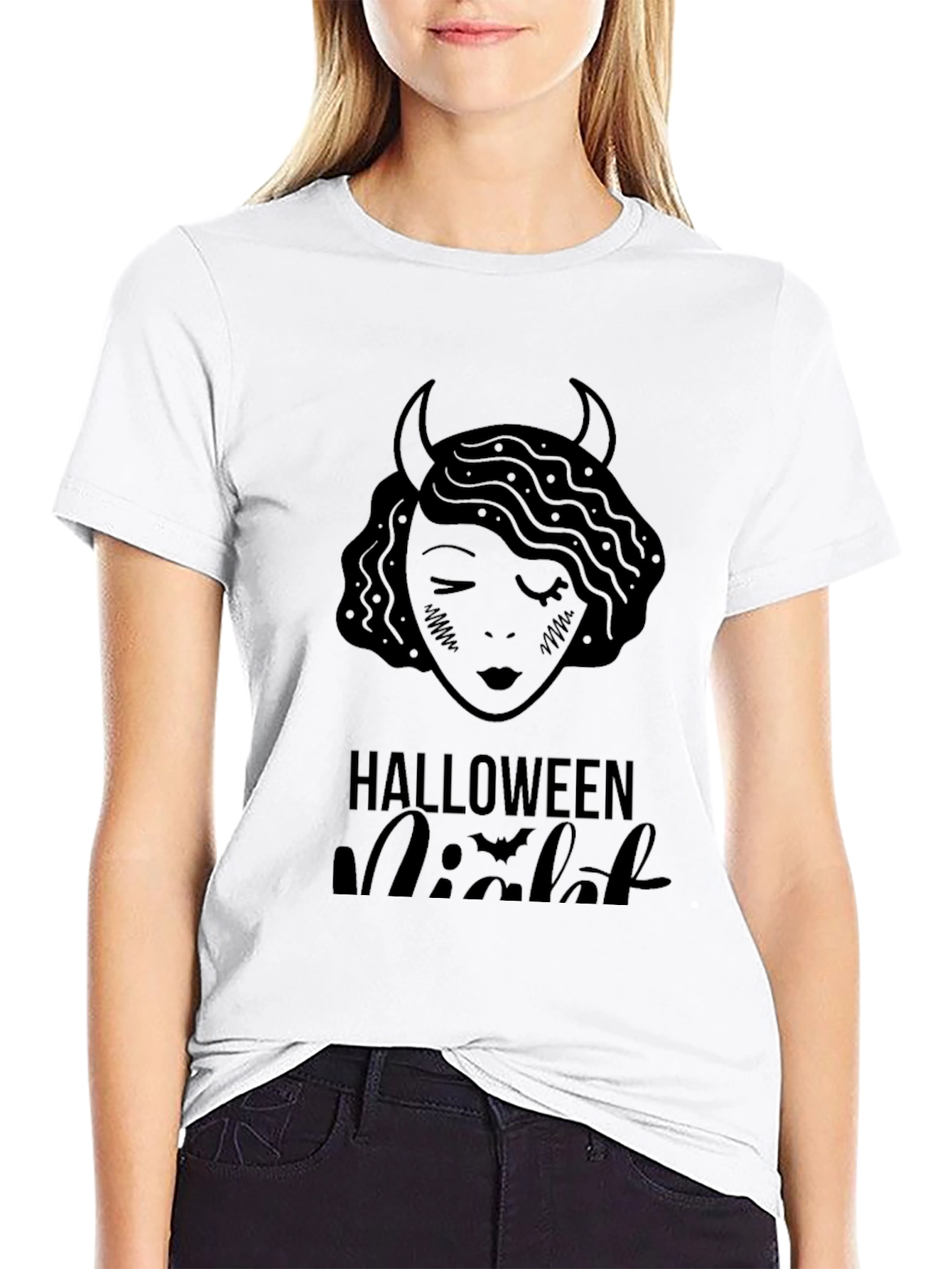 Halloween Night Devil Woman Graphic Tee