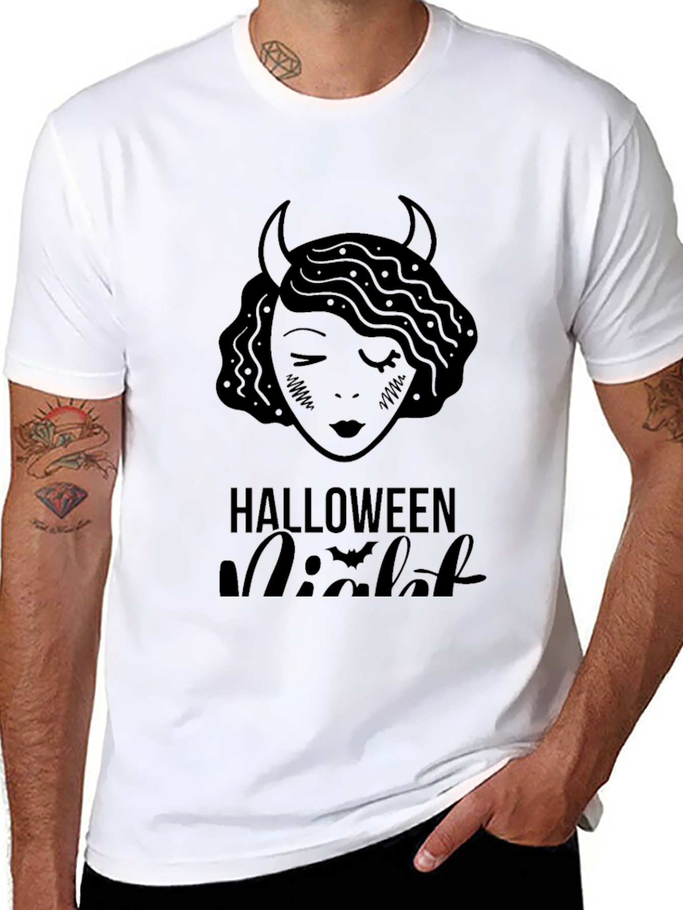 Halloween Night Devil Woman Graphic Tee