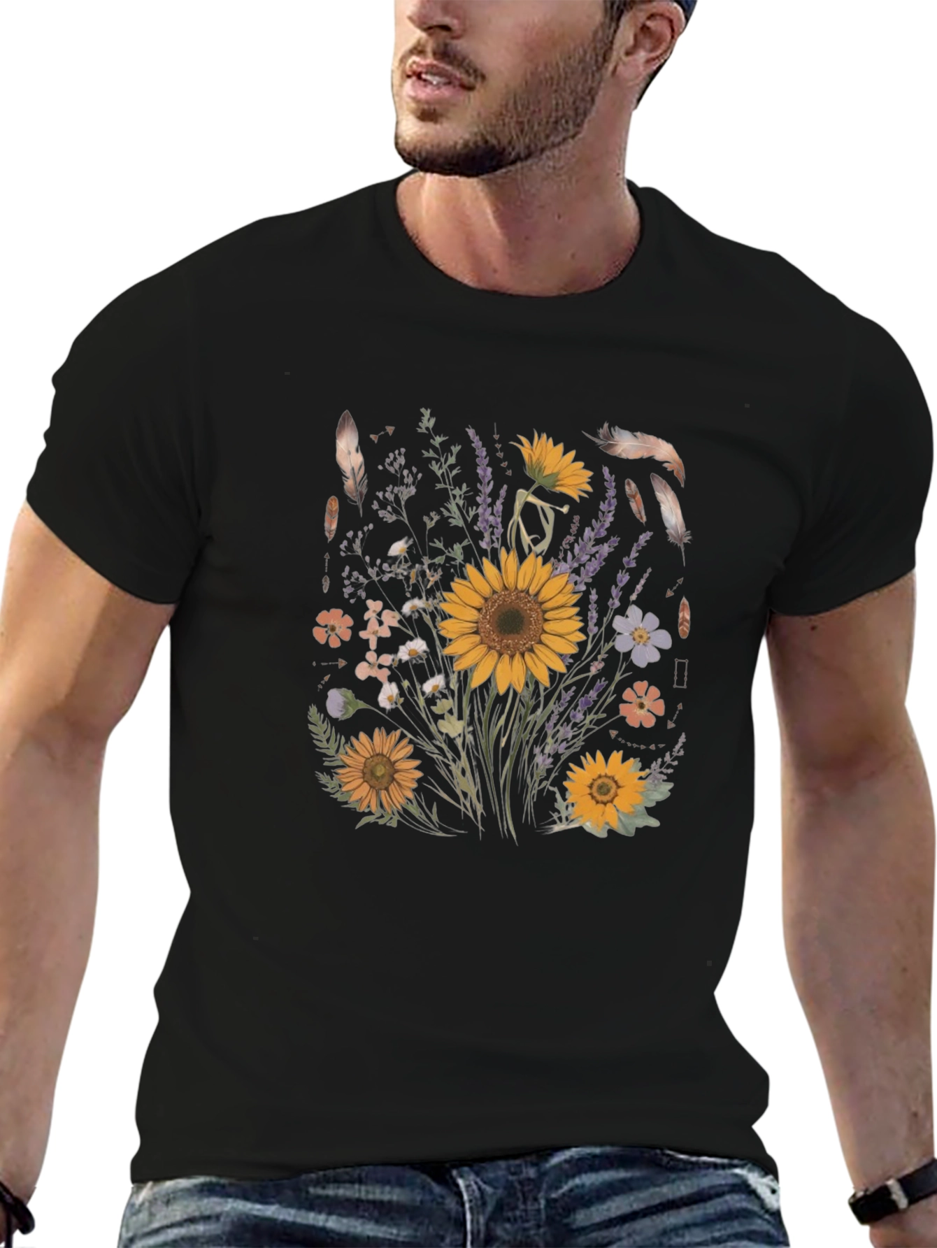 Floral Graphic Tee - Sunflower Design