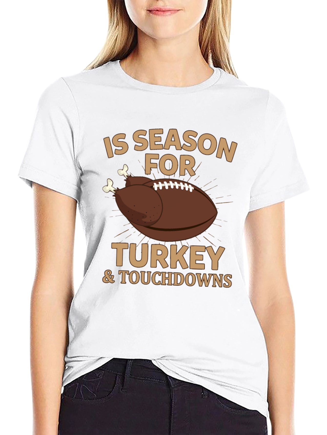 Thanksgiving Football T-Shirt - Turkey & Touchdowns
