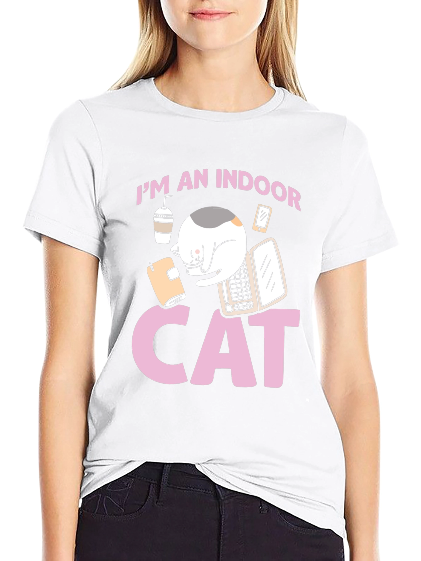 Indoor Cat Graphic Tee - Unisex Black T-Shirt