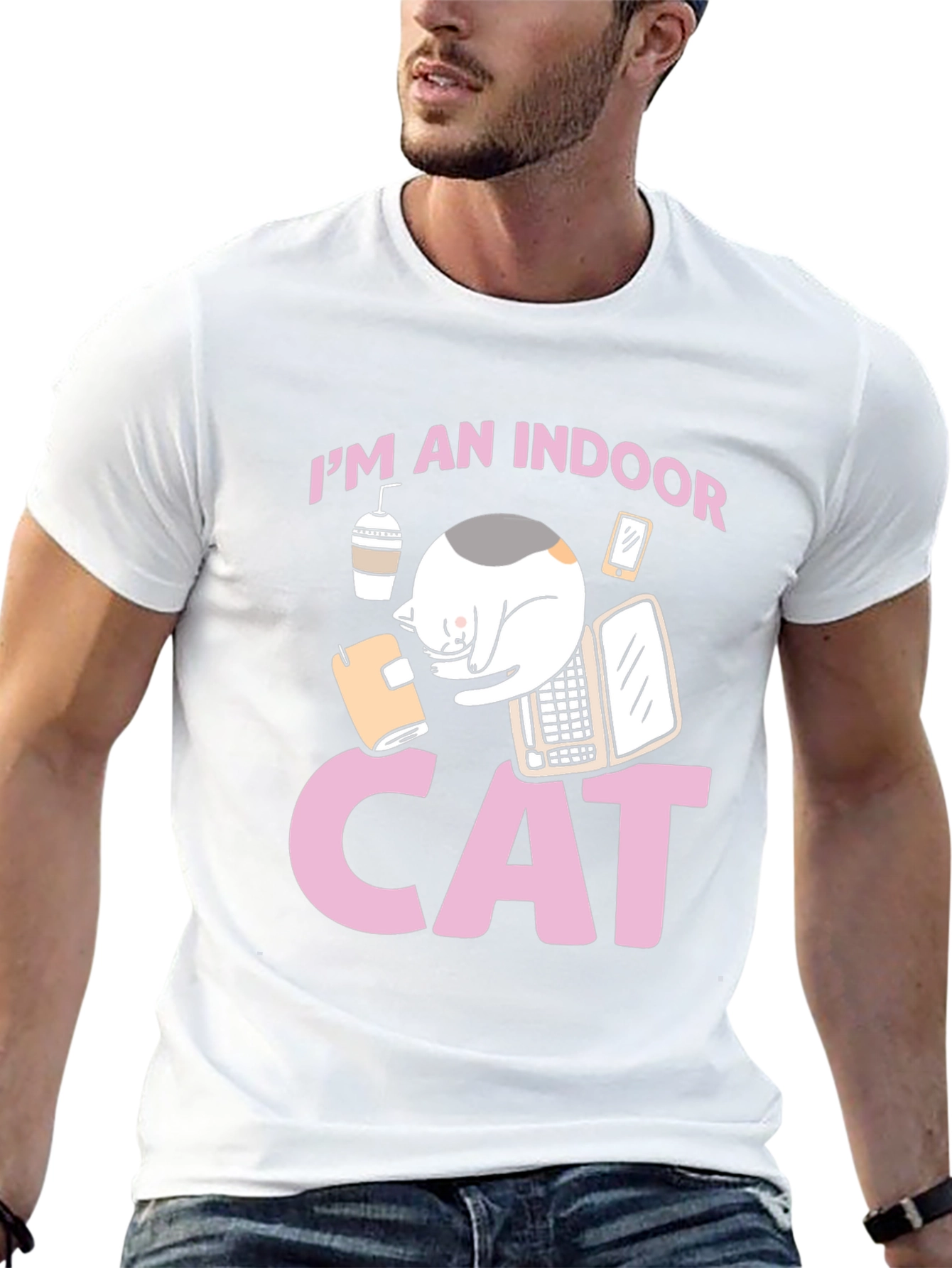 Indoor Cat Graphic Tee - Unisex Black T-Shirt