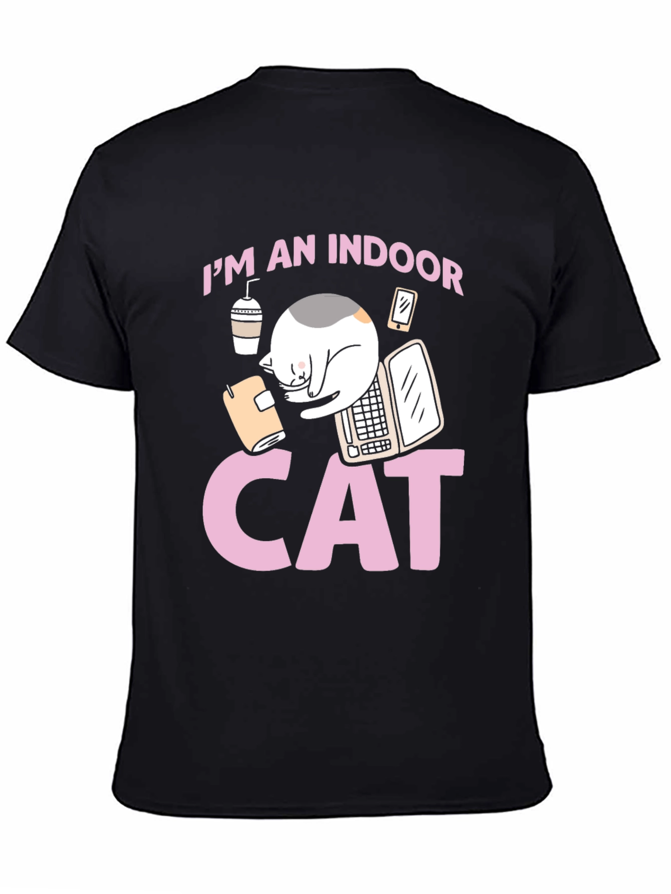Indoor Cat Graphic Tee - Unisex Black T-Shirt