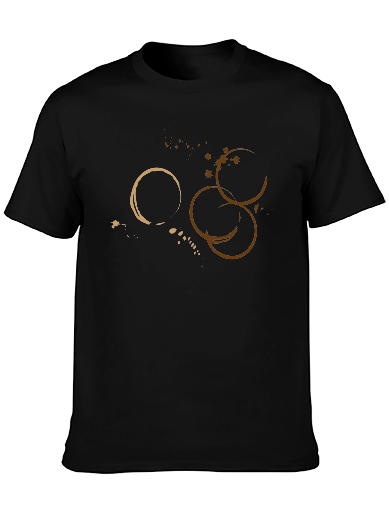 Abstract Coffee Stain Graphic Tee - Black