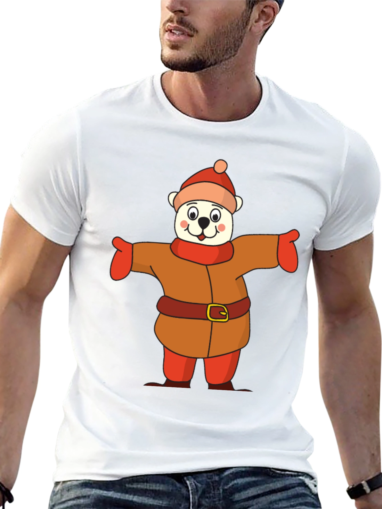 Cartoon Bear in Winter Outfit T-Shirt