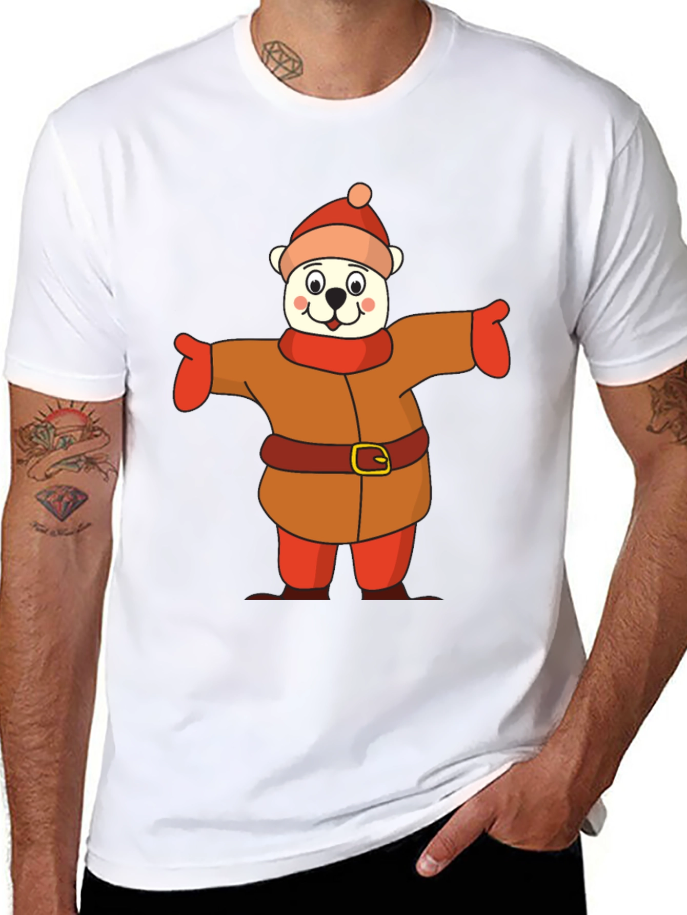 Cartoon Bear in Winter Outfit T-Shirt