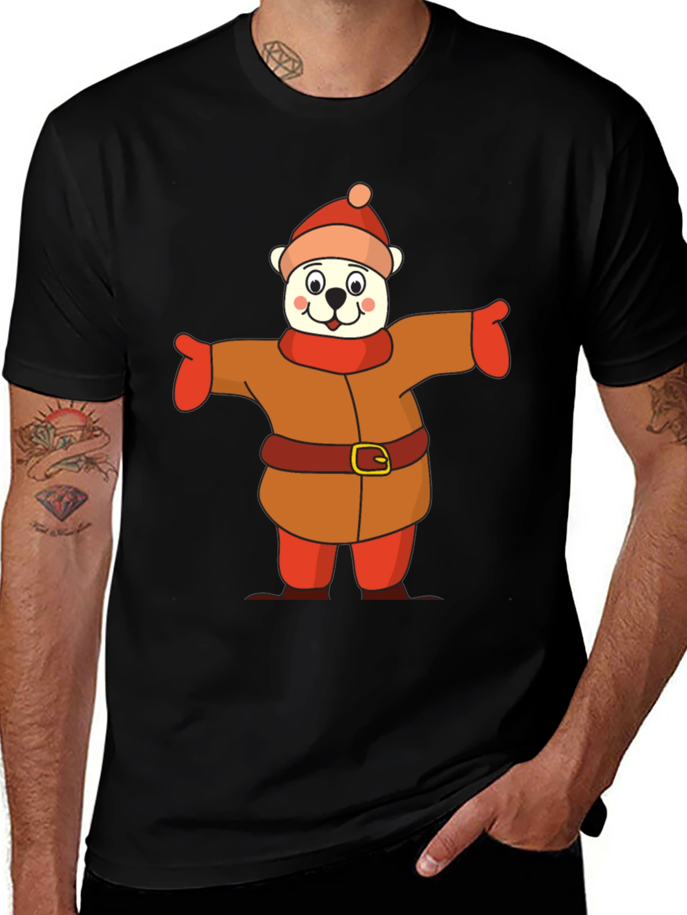 Cartoon Bear in Winter Outfit T-Shirt