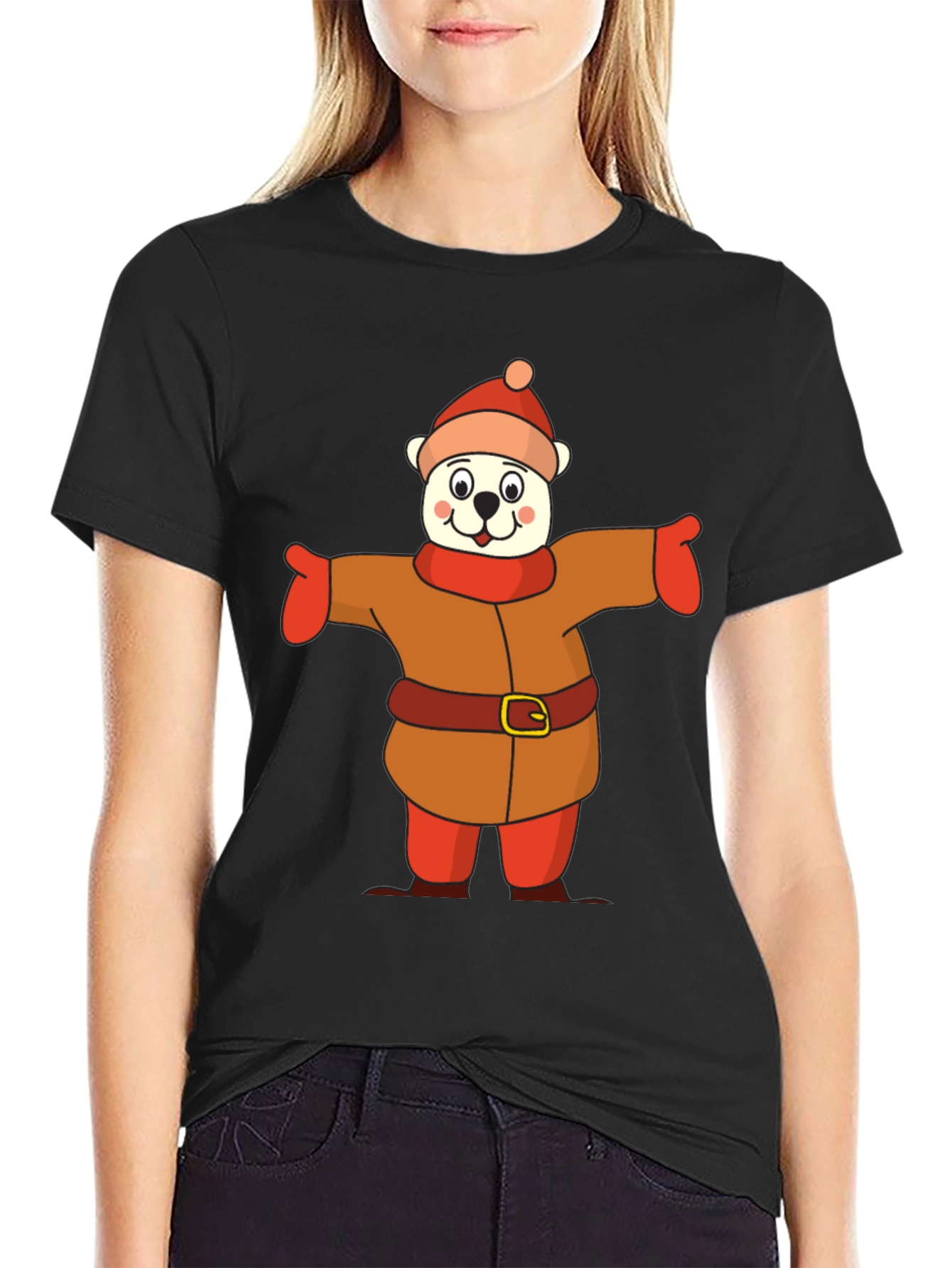 Cartoon Bear in Winter Outfit T-Shirt