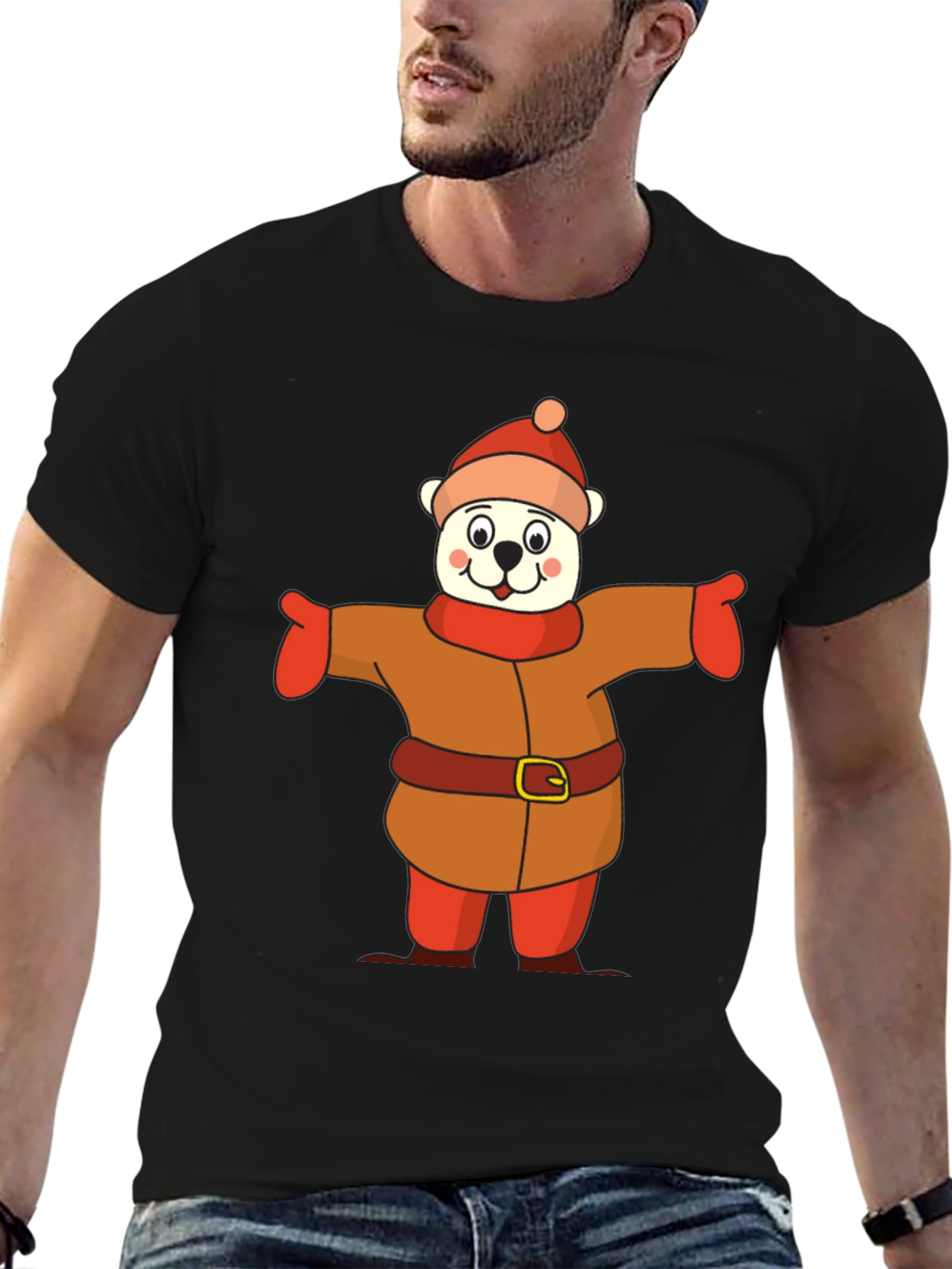 Cartoon Bear in Winter Outfit T-Shirt