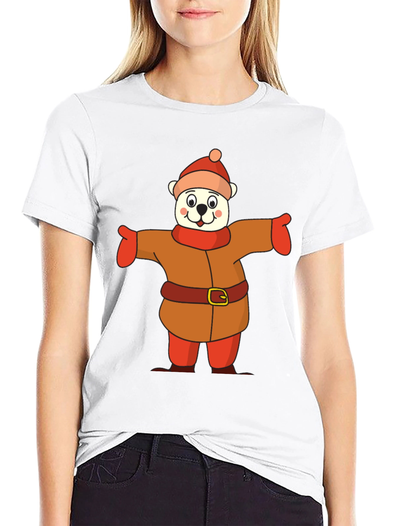 Cartoon Bear in Winter Outfit T-Shirt