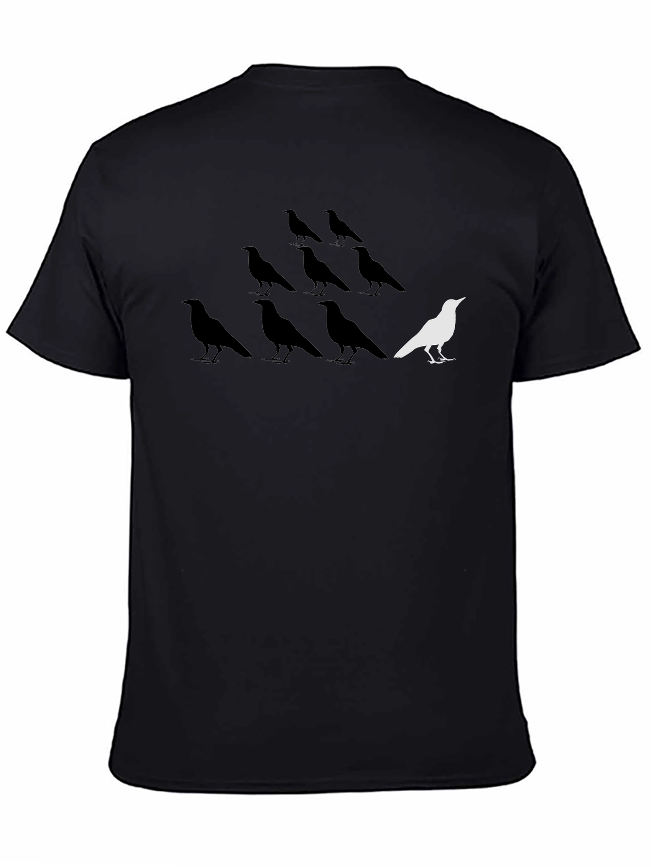 Unique White Bird Among Black Birds Graphic T-Shirt