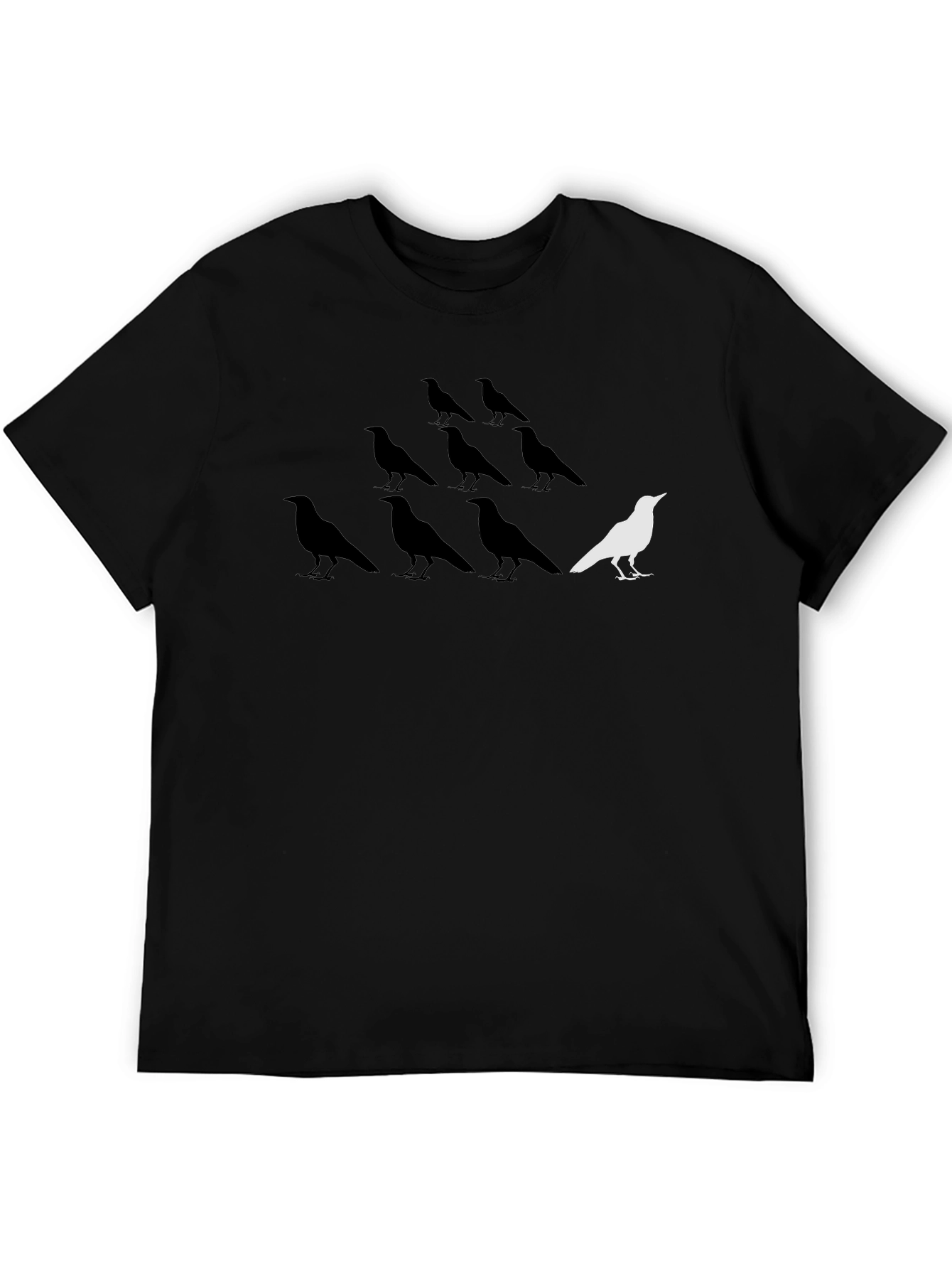 Unique White Bird Among Black Birds Graphic T-Shirt