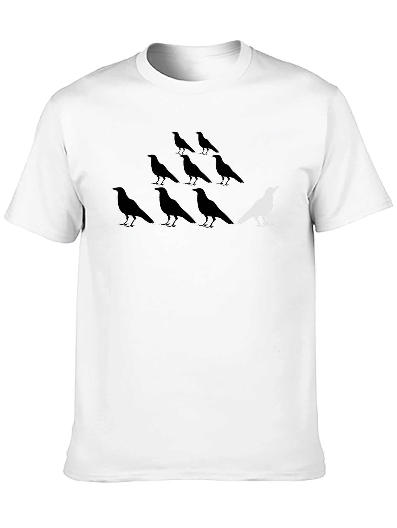Unique White Bird Among Black Birds Graphic T-Shirt
