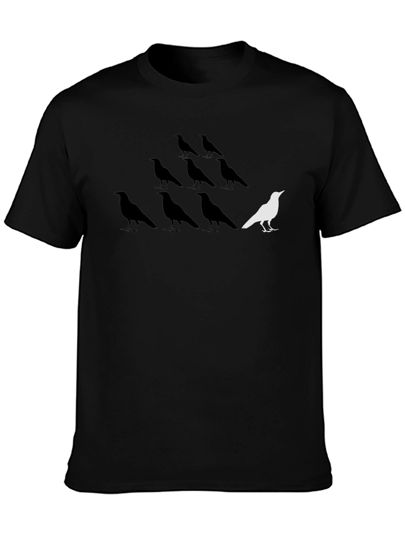 Unique White Bird Among Black Birds Graphic T-Shirt