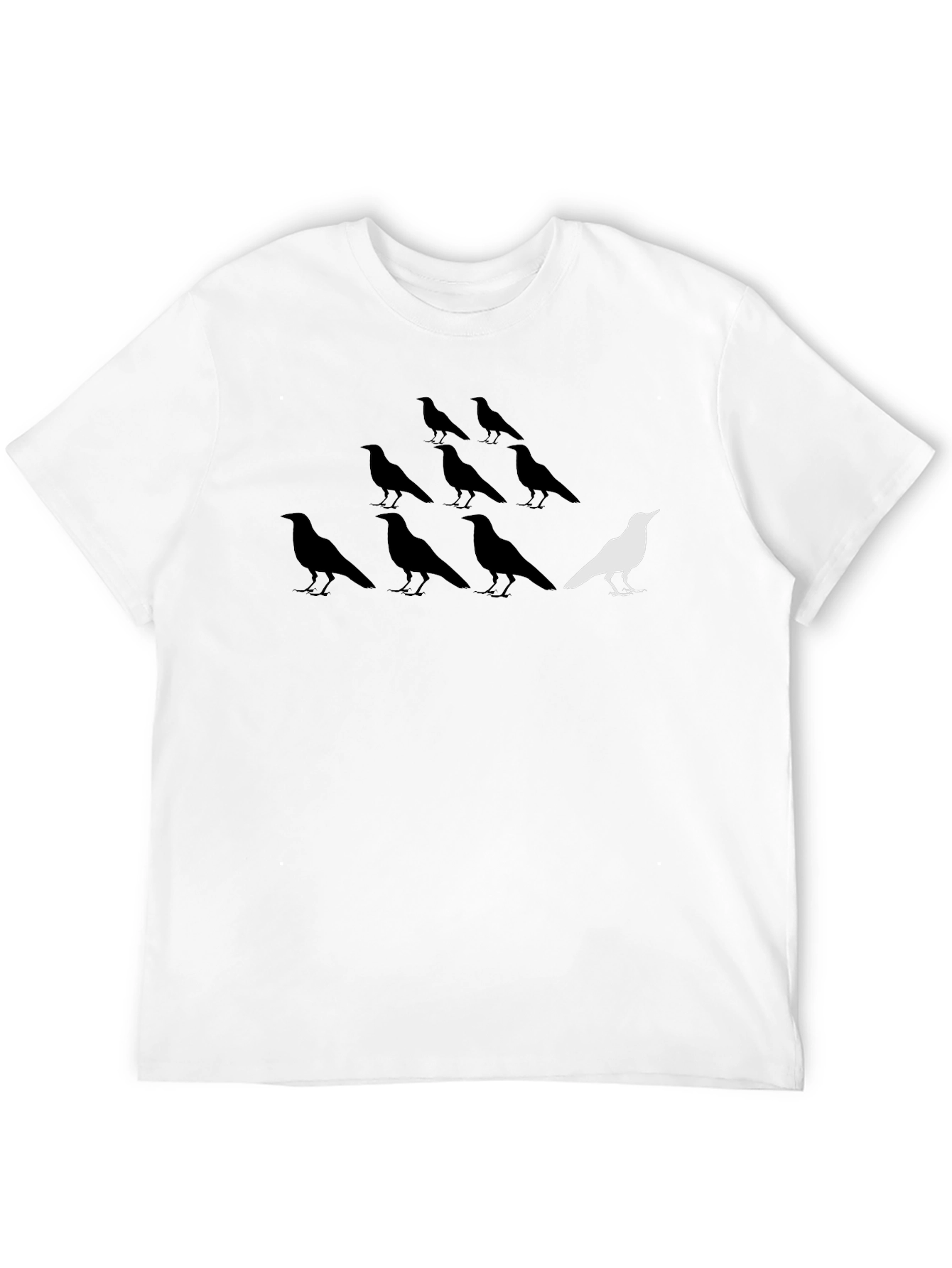 Unique White Bird Among Black Birds Graphic T-Shirt