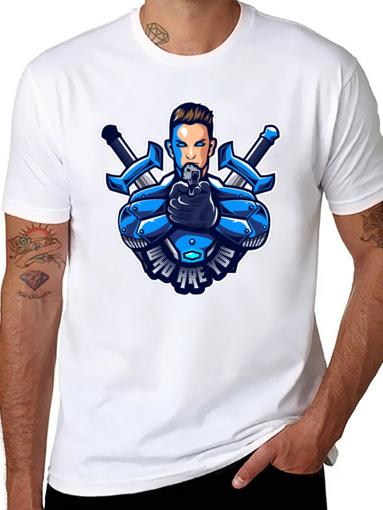 Cyberpunk Warrior Graphic Tee - Black