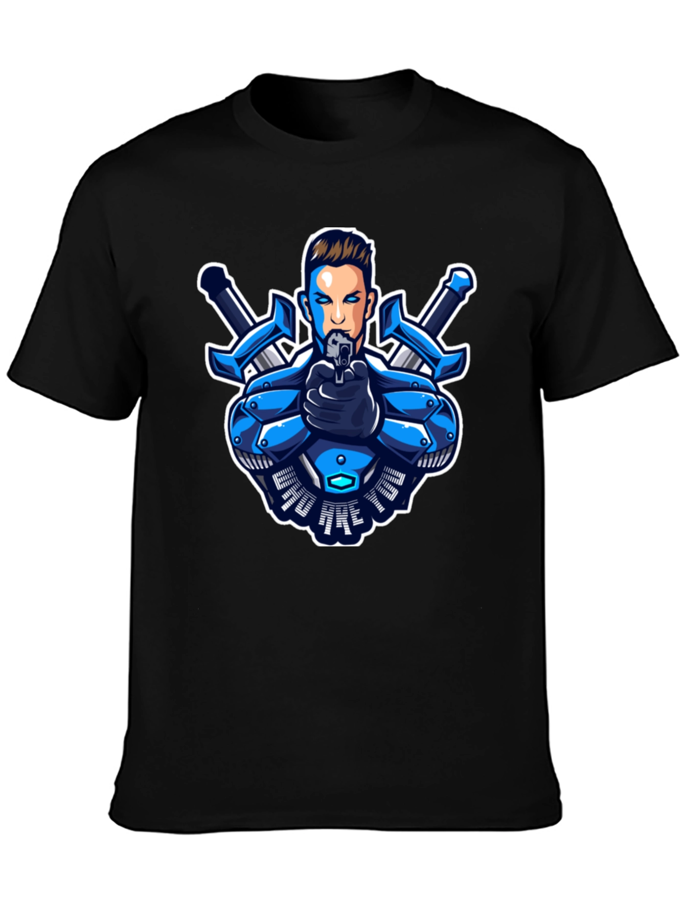 Cyberpunk Warrior Graphic Tee - Black