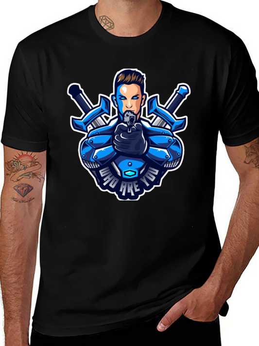 Cyberpunk Warrior Graphic Tee - Black