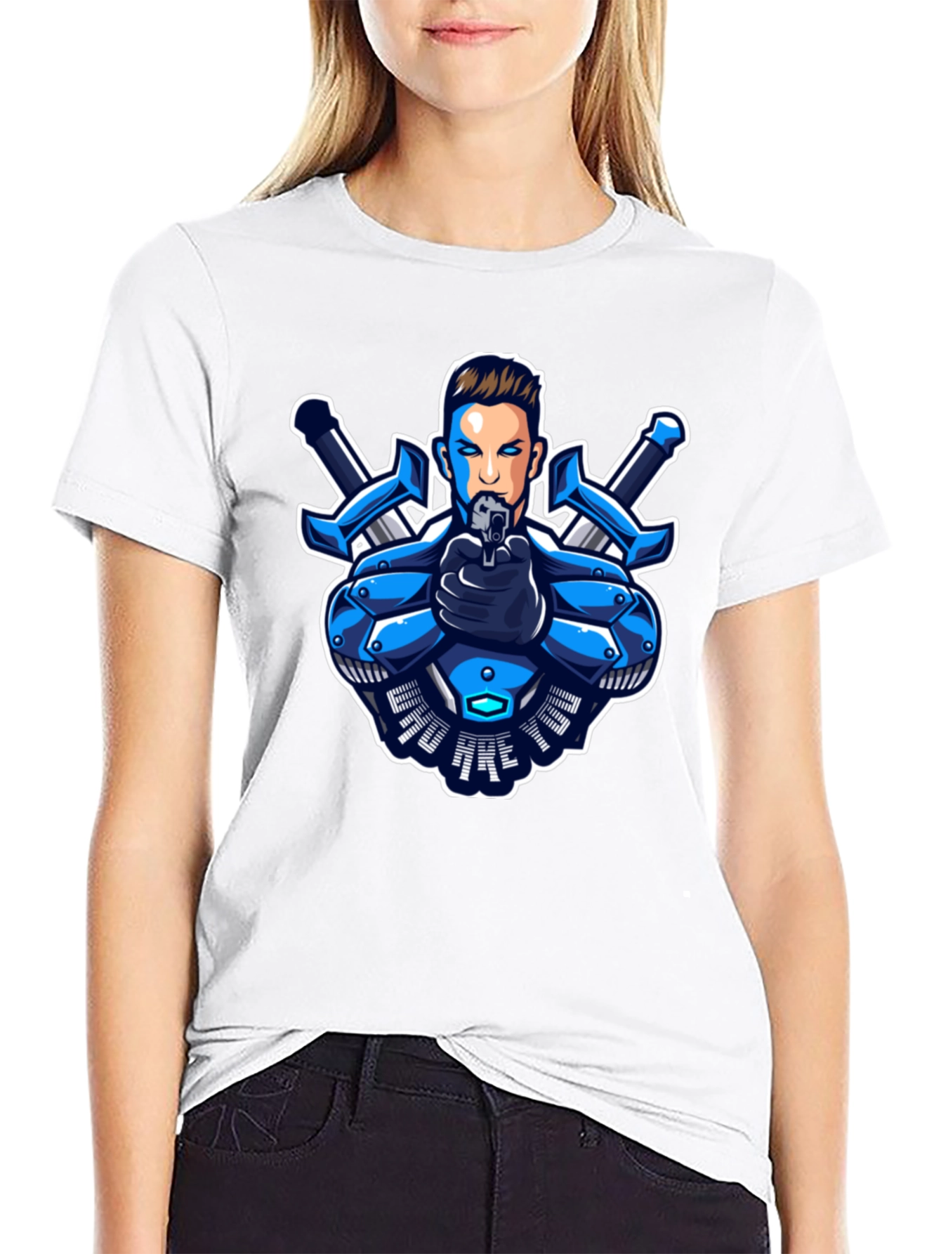 Cyberpunk Warrior Graphic Tee - Black